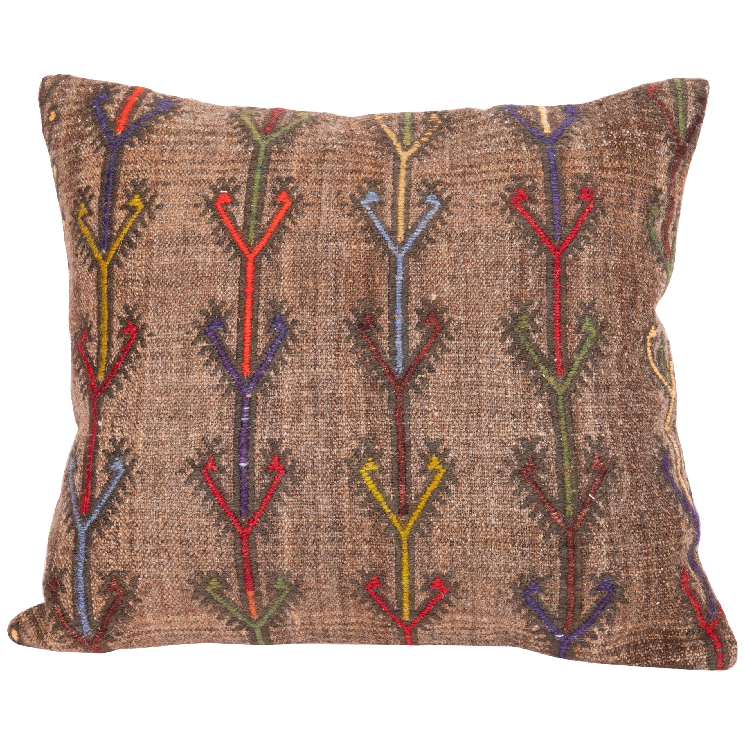 Wool Cicim Pillow Case Made from an Anatolian Cicim Kilim, Mid-20th Century For Sale