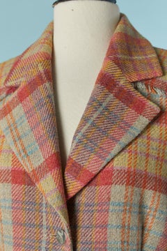 Wool coat with check pattern and fabric appliqué JEAN-CHARLES de CASTELBAJAC