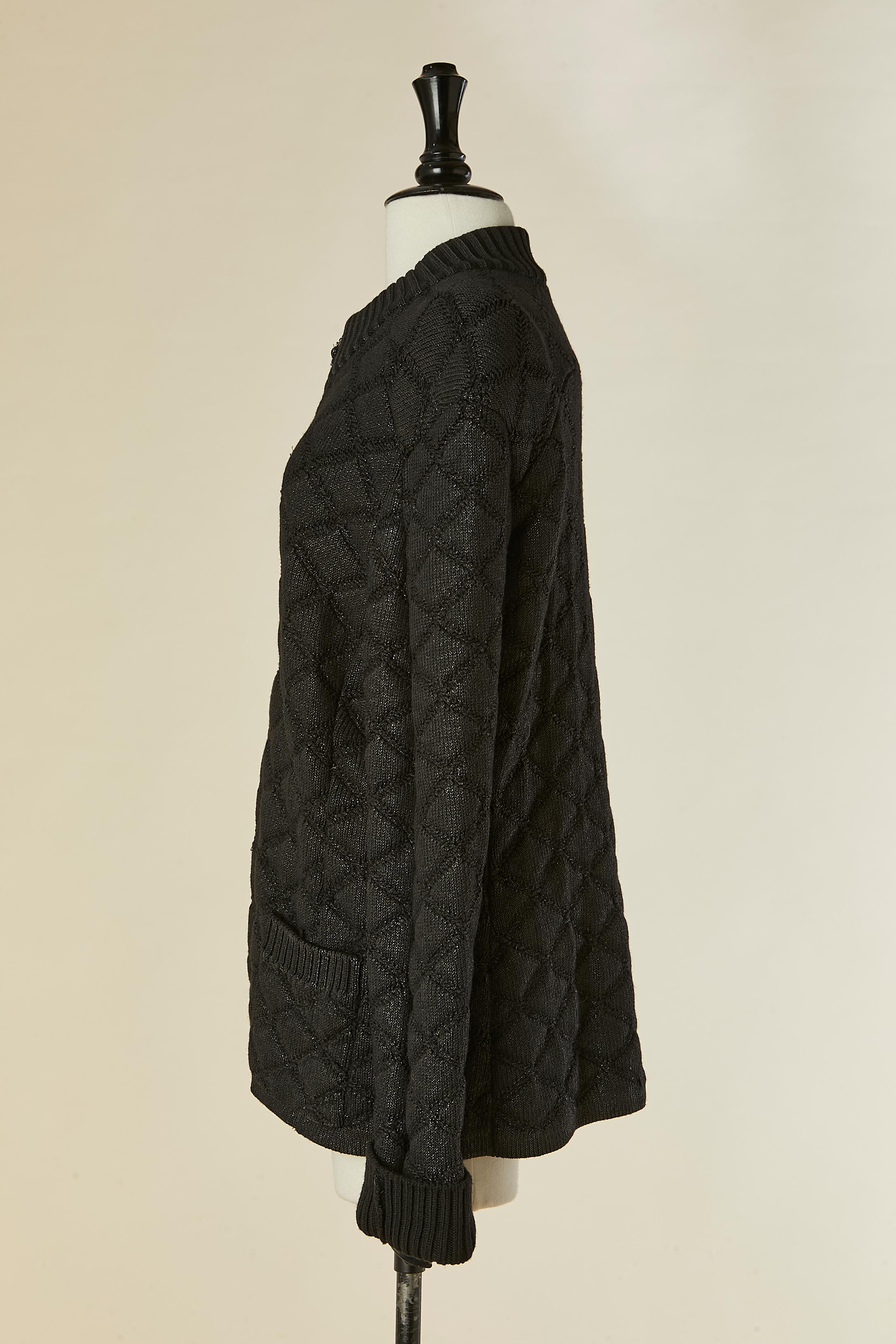 Cardigan noir en laine enduite avec fermeture éclair CHANEL Unisexe en vente