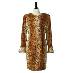 Wool cocktail dress with animal print and gold metal buttons Valentino Boutique