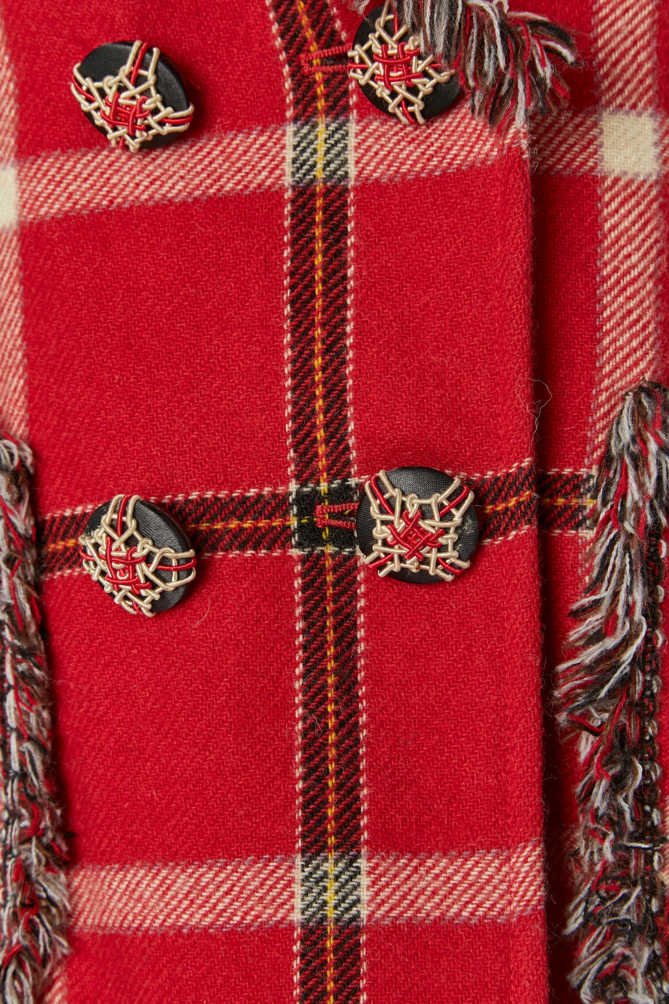 Rouge Veste à double boutonnage avec motif écossais Christian Lacroix en vente