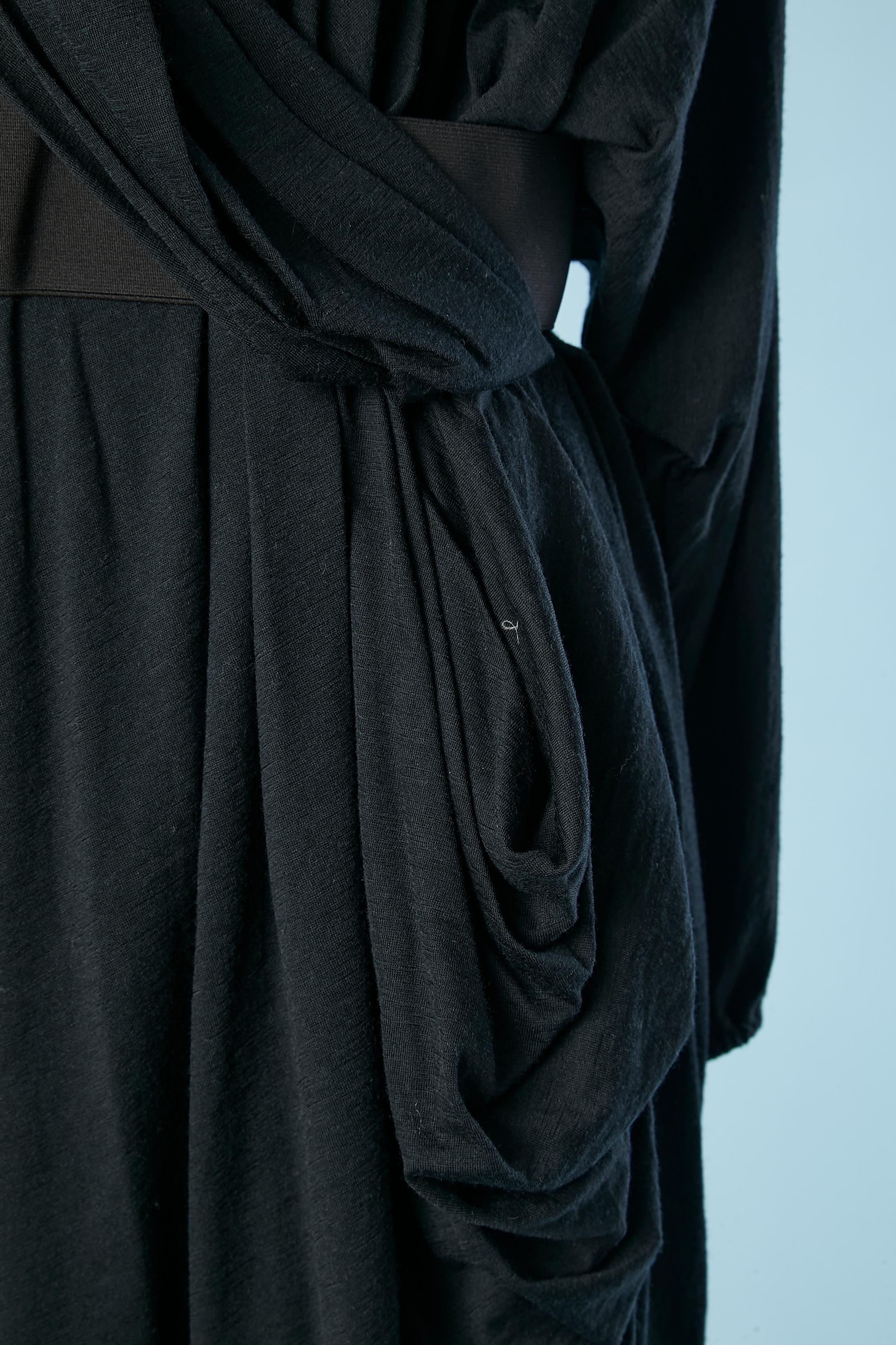 Vestido de jersey drapeado de lana con cintura elástica Lanvin by A.Elbaz for Corso Como Negro