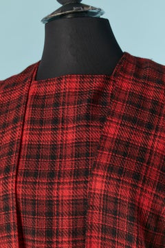 Wool dress with check pattern and attached scarf  Pierre Cardin Circa 1970's