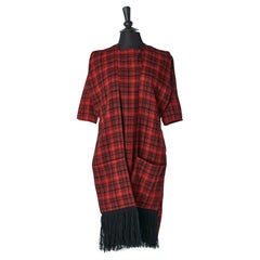 Wool dress with check pattern and attached scarf Pierre Cardin Circa 1970's
