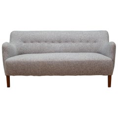 Wool Fabric Gray Sofa Retro Danish Design Midcentury, 1970s