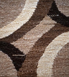 Handwoven Wool Flatweave Rug, Turkey, Mole-Brown Design, Contemporary