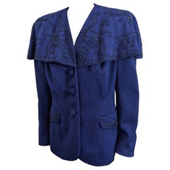 Chaqueta de Gabardina de Lana de los años 40 con Capelina de Cuentas