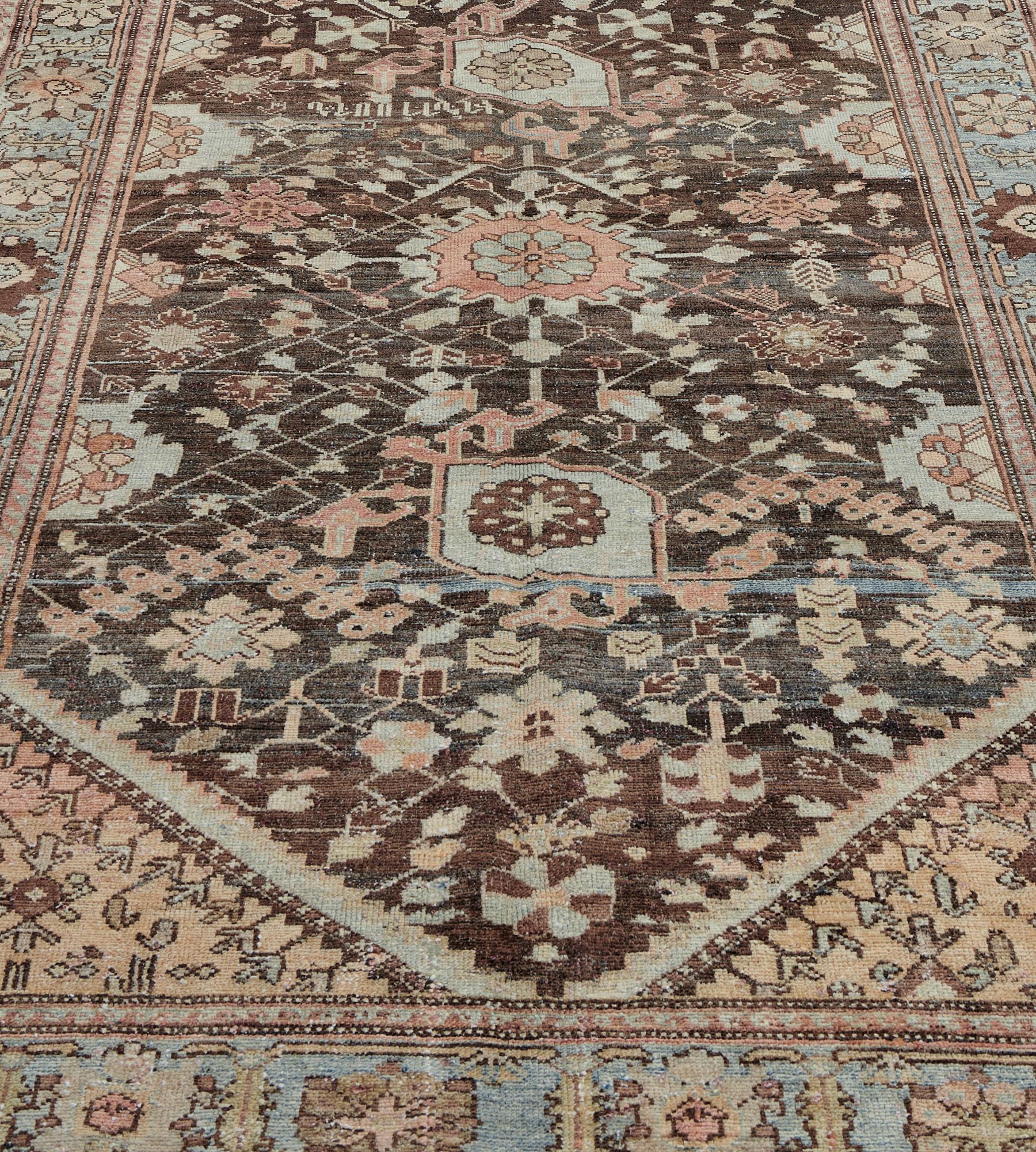 Persian Wool Hand-knotted Antique Bakhtiari Runner For Sale