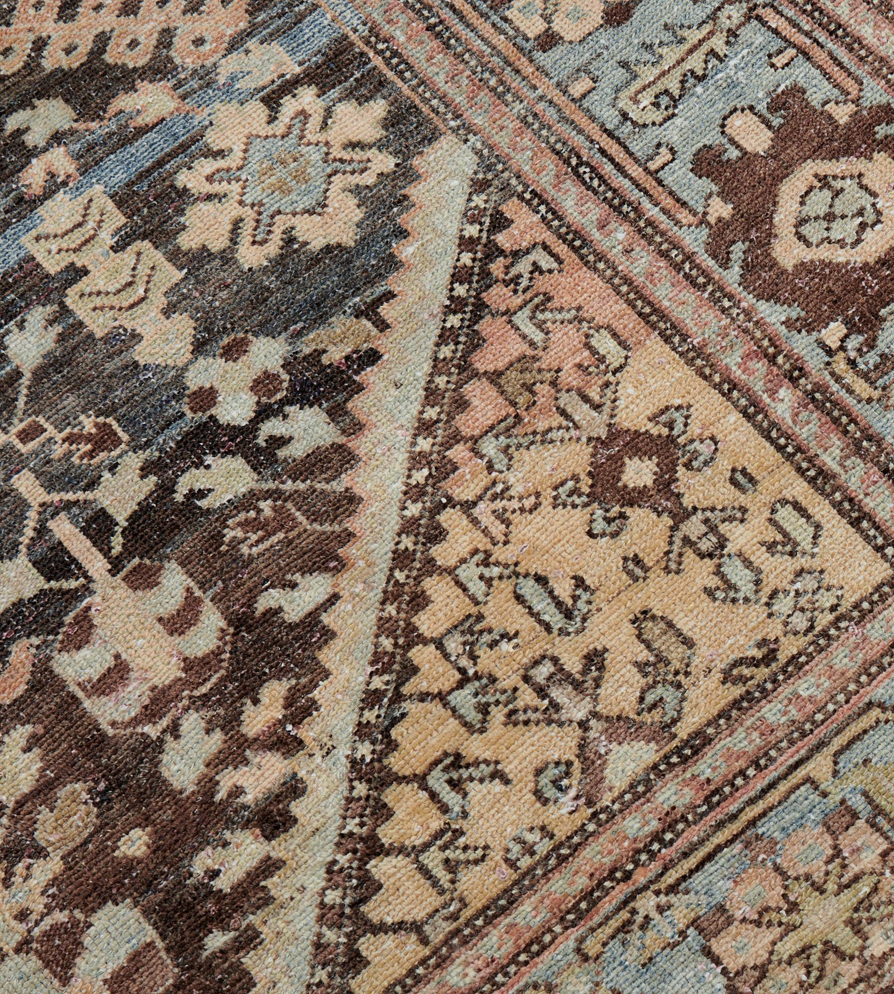 Hand-Knotted Wool Hand-knotted Antique Bakhtiari Runner For Sale