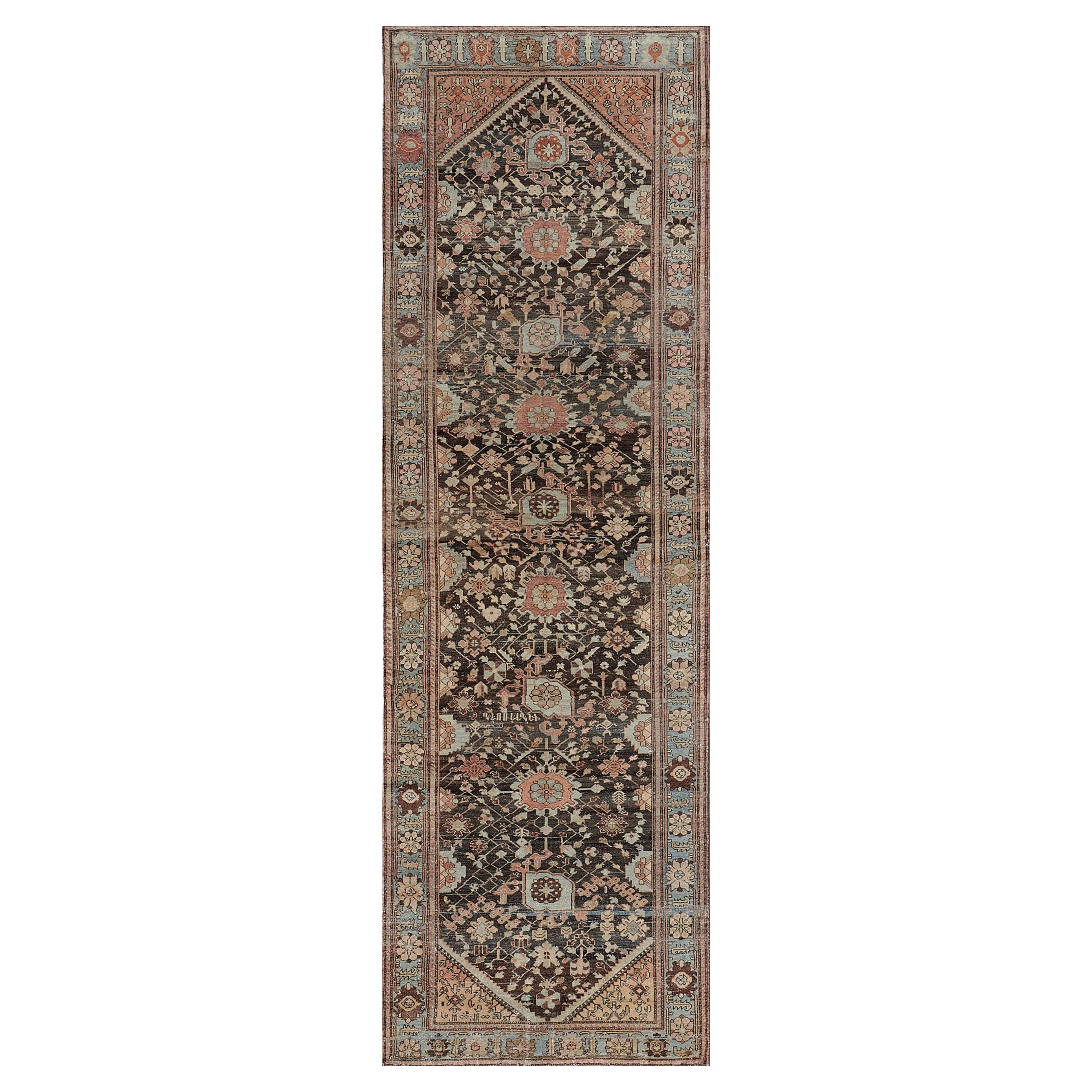 Wool Hand-knotted Antique Bakhtiari Runner For Sale
