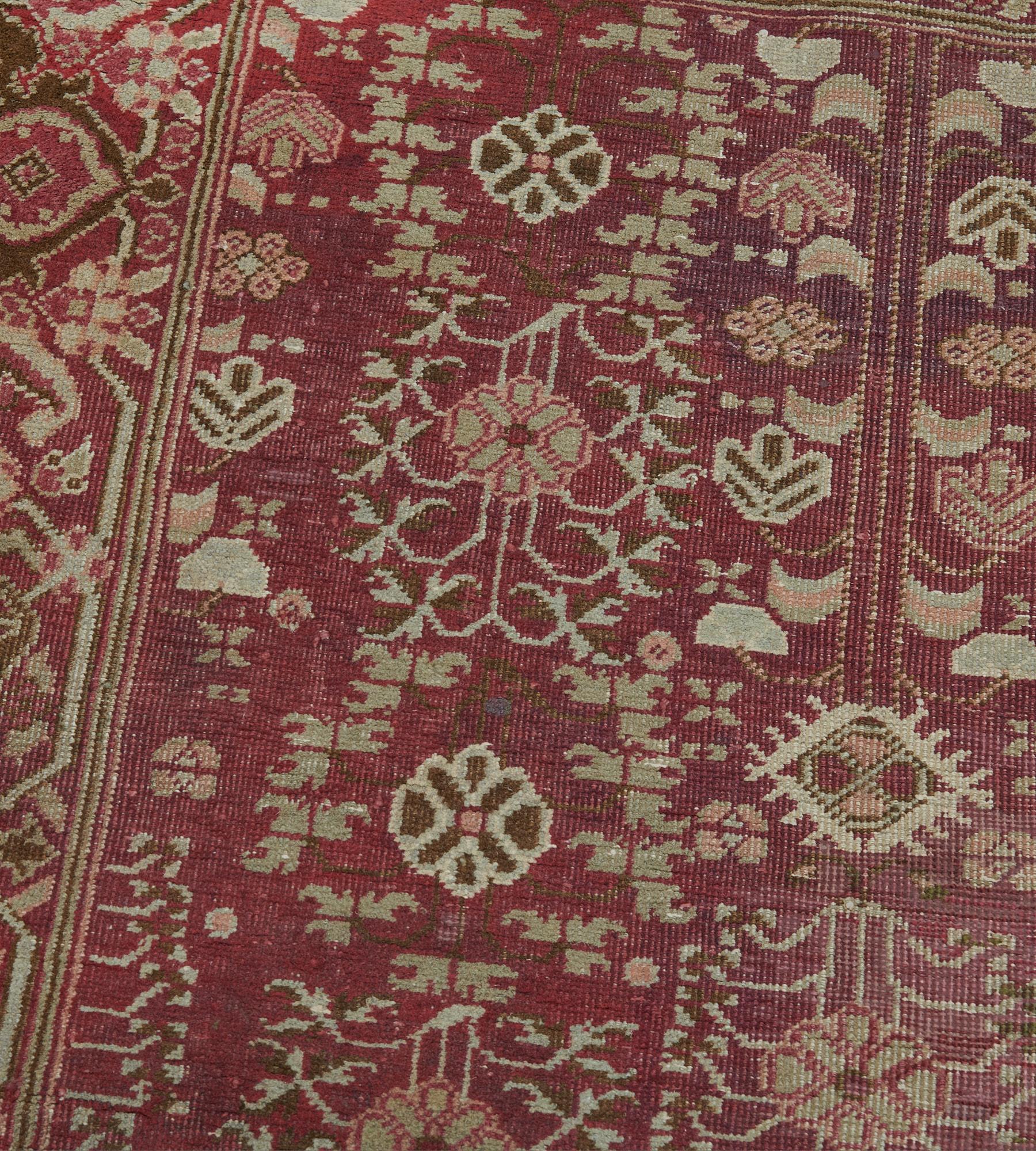 Wool Hand-Knotted Antique Circa-1900 Indian Agra Runner For Sale 1