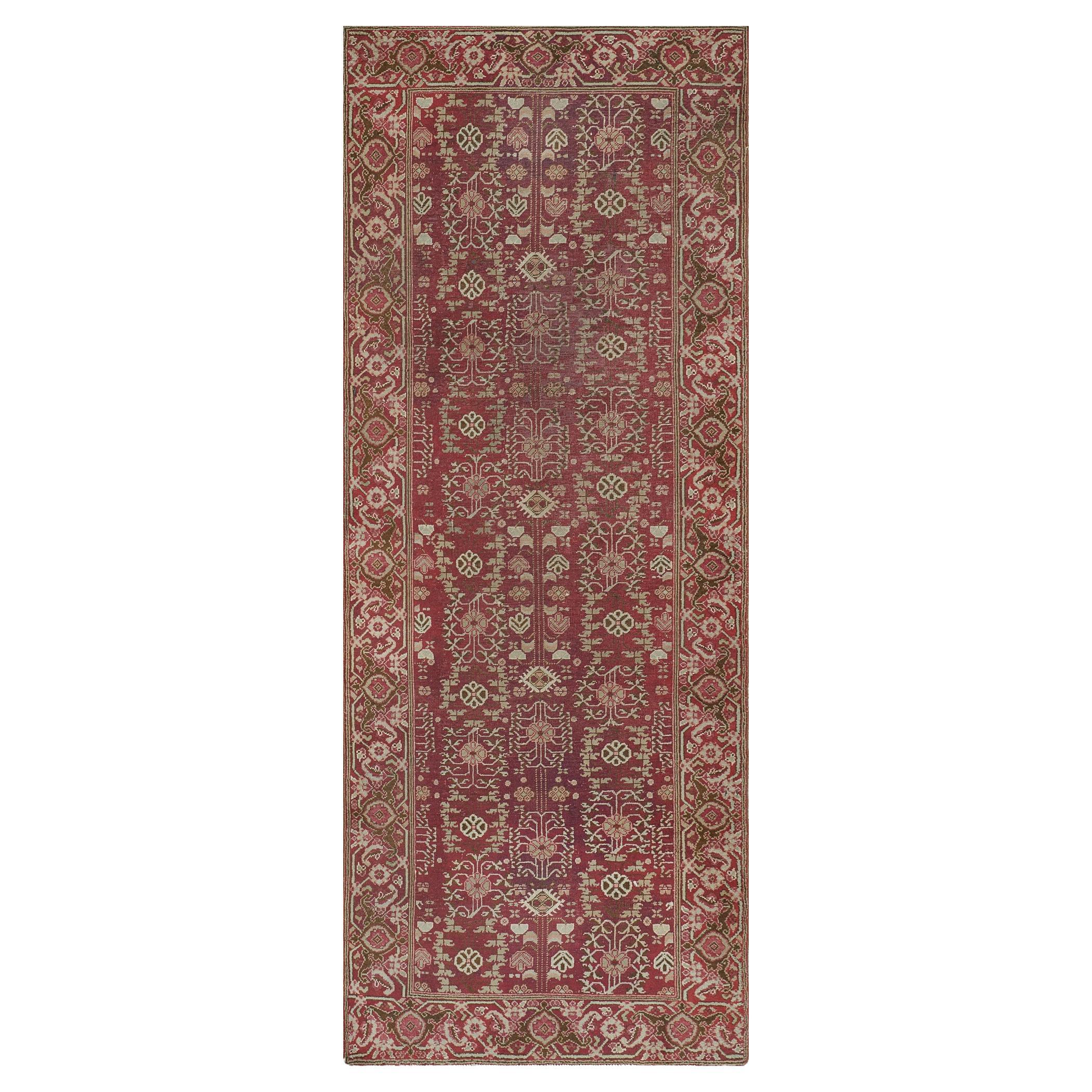 Wool Hand-Knotted Antique Circa-1900 Indian Agra Runner