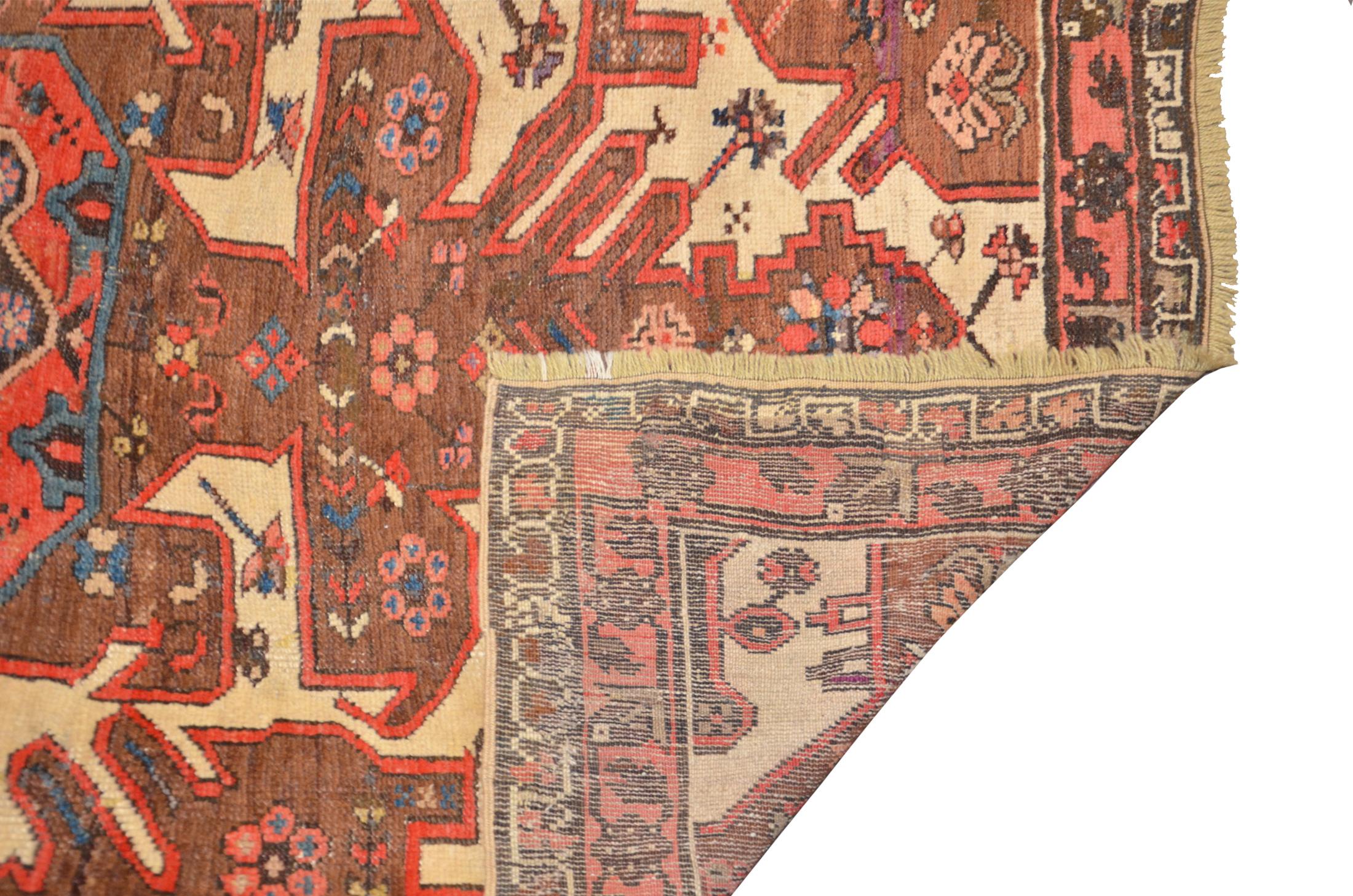 Armenian Wool Handmade Antique Kazak Caucasian Rug Geometric Flower Design, circa 1900 For Sale