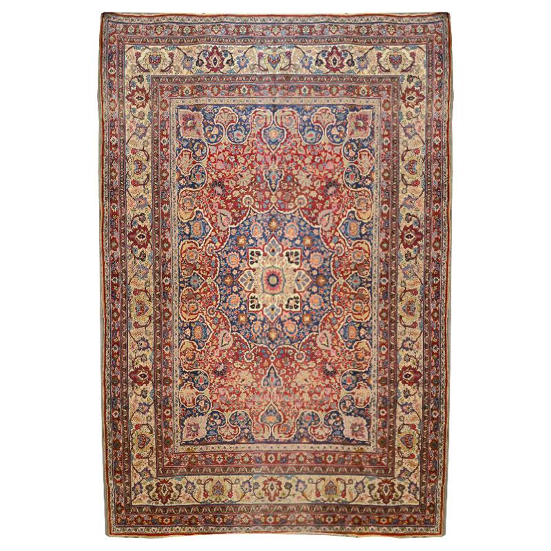 Hand-Knotted Wool Handmade Kirman Rug Classic Flowers, Leaves and Branches Design. For Sale