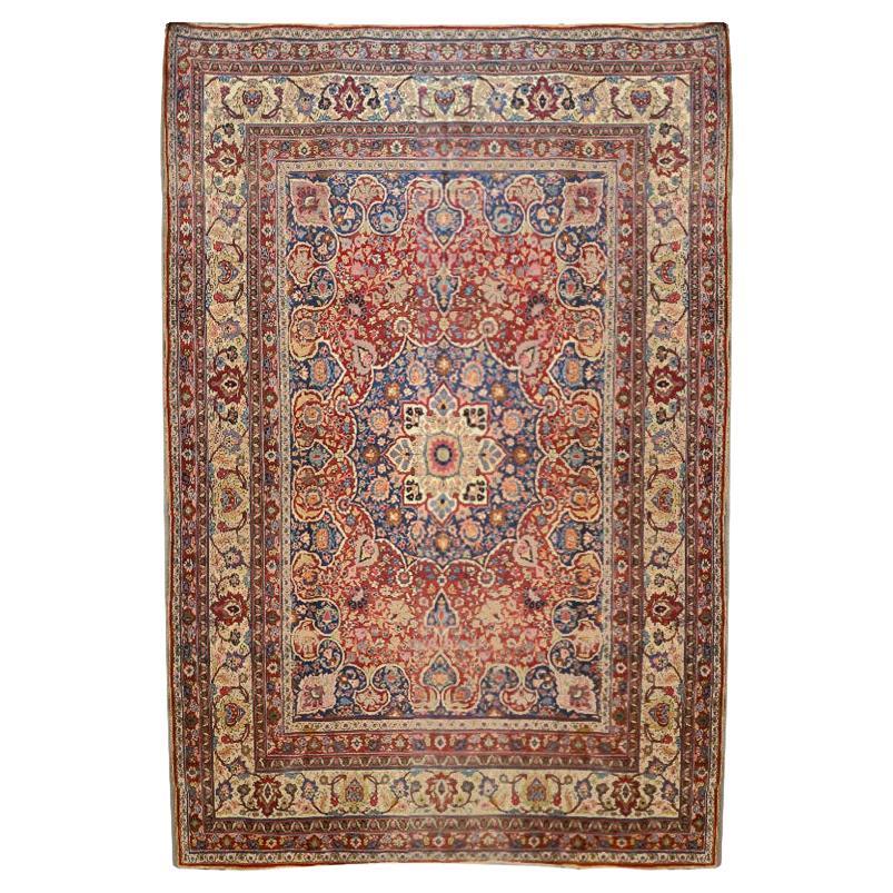 Wool Handmade Kirman Rug Classic Flowers, Leaves and Branches Design. For Sale