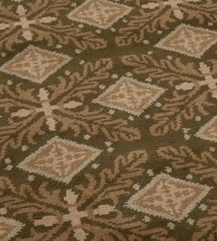 Handwoven Wool Revival Deco Rug, Contemporary Design, India, 60x36 in