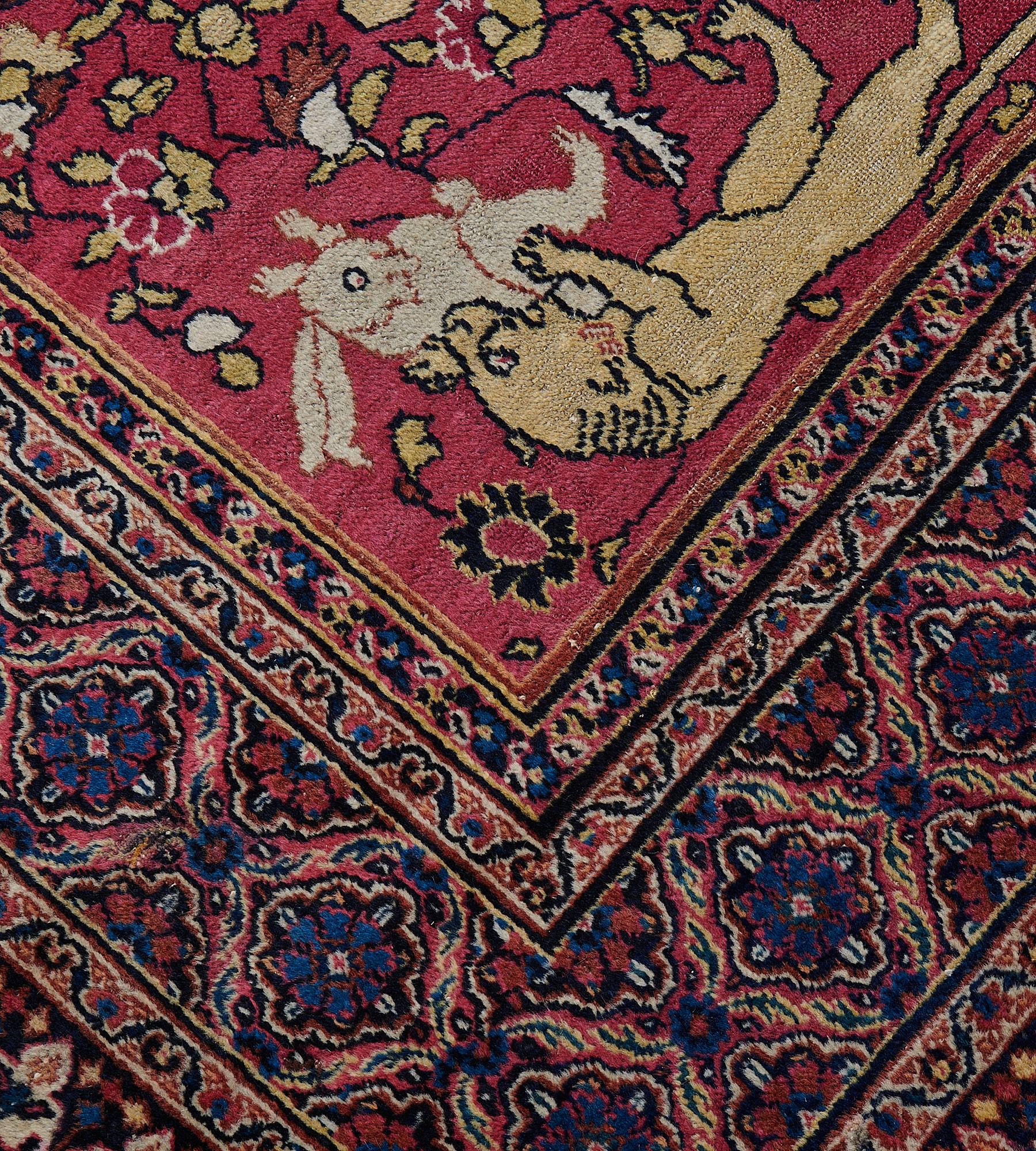 Persian Wool Handwoven Antique circa 1880 Khorassan Rug For Sale