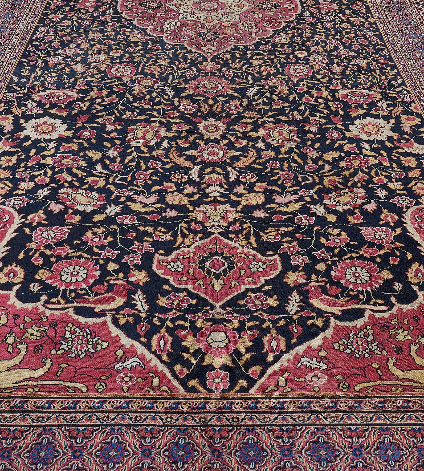 Hand-Knotted Wool Handwoven Antique circa 1880 Khorassan Rug For Sale