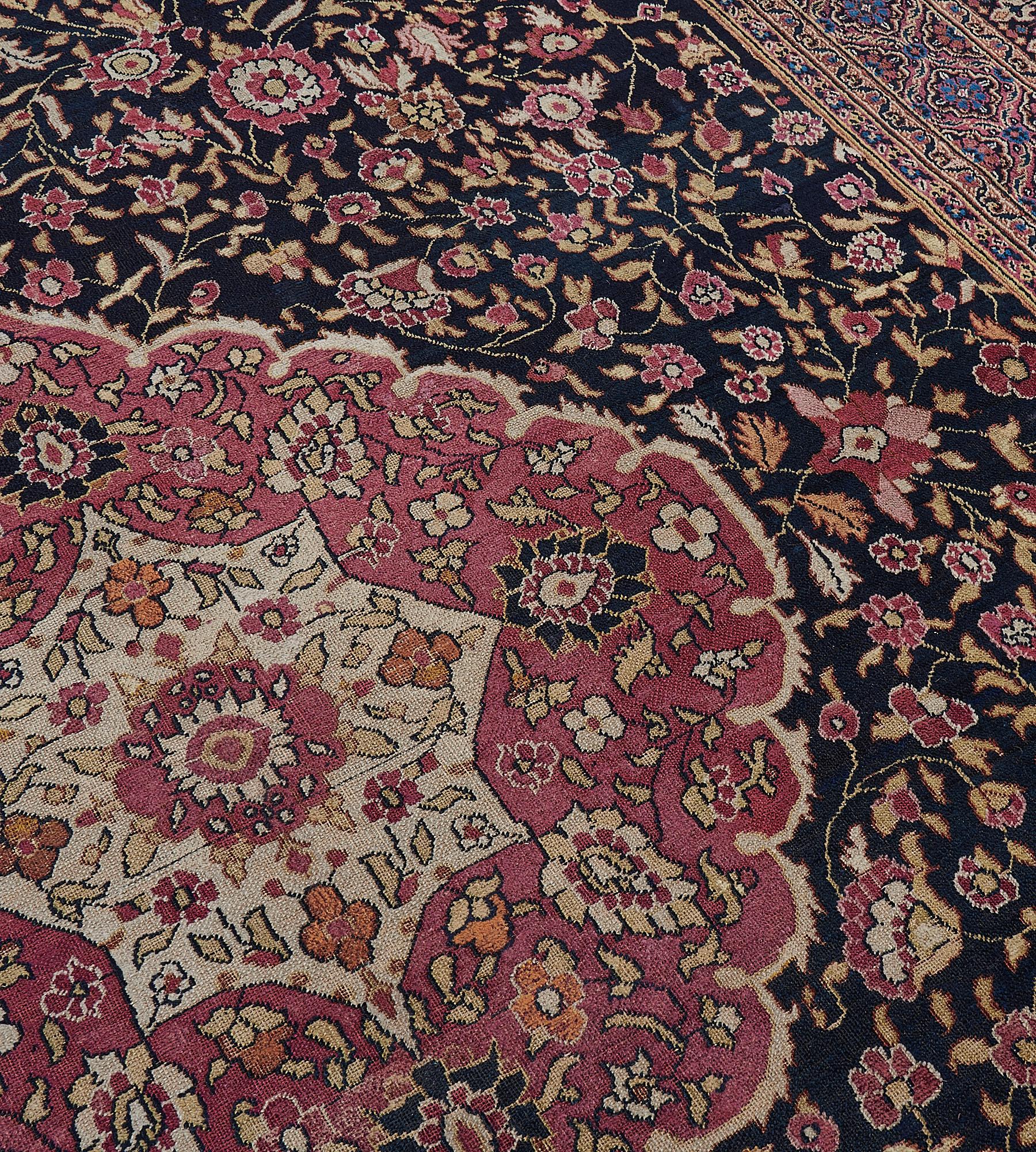 19th Century Wool Handwoven Antique circa 1880 Khorassan Rug For Sale