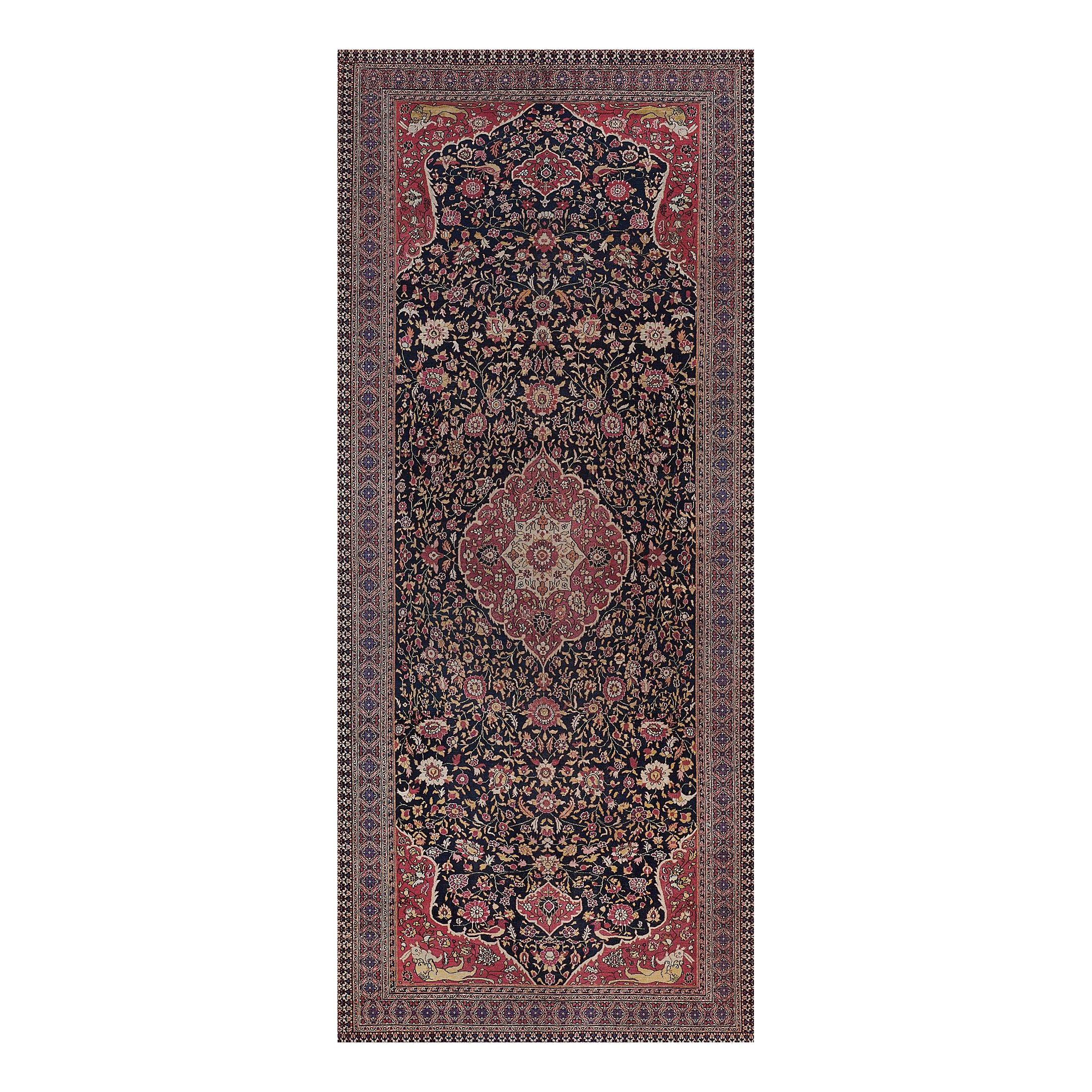 Handgewebter antiker Khorassan-Teppich aus Wolle, um 1880