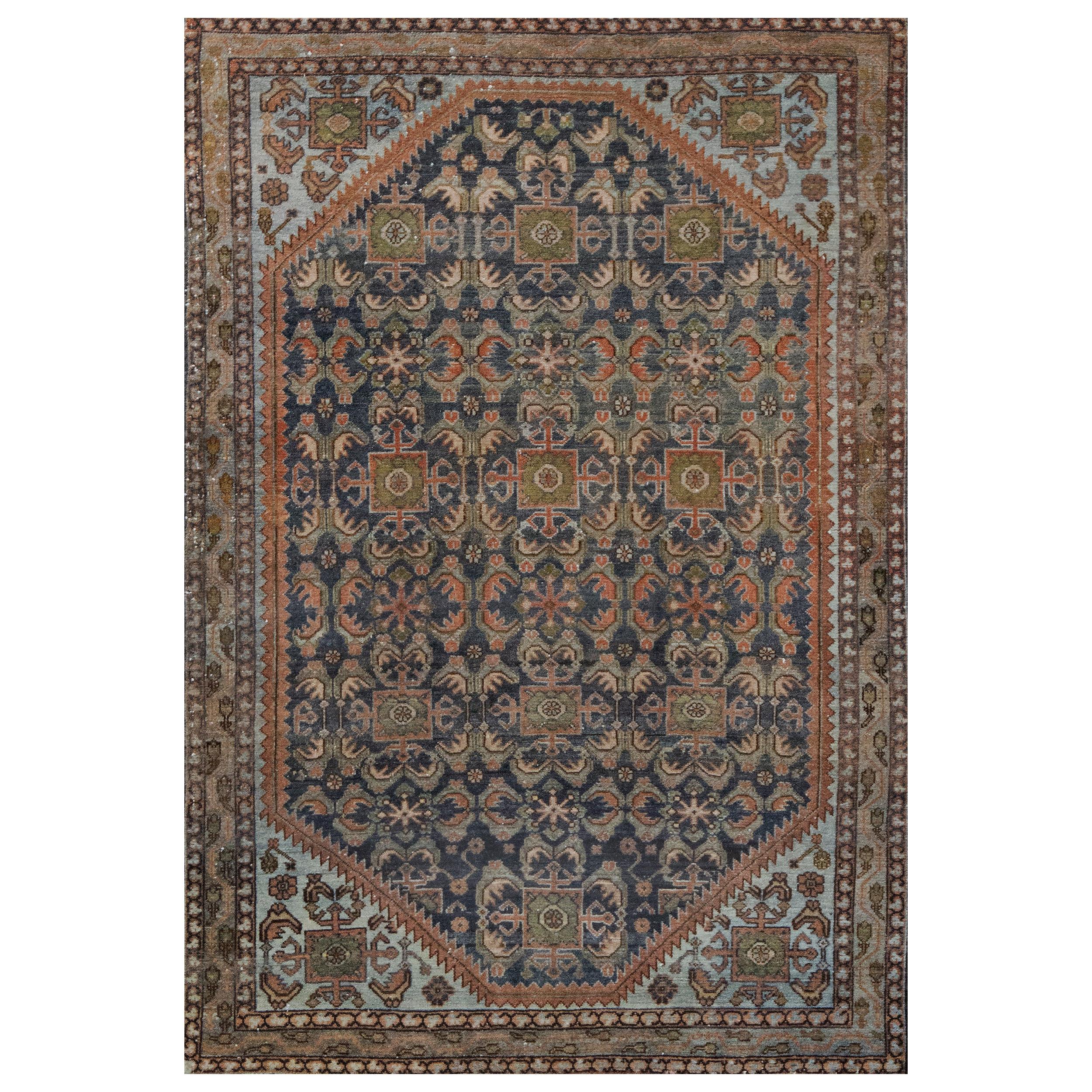 Wool Handwoven Persian Malayer Rug from the Late 19th Century For Sale