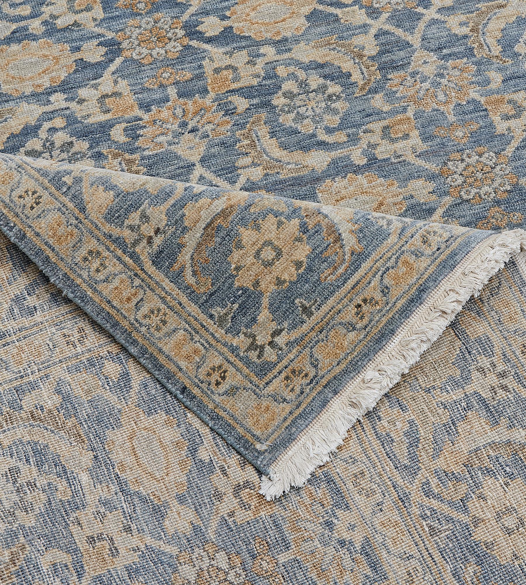 Contemporary Wool Handwoven Revival Tabriz Inspired Rug For Sale