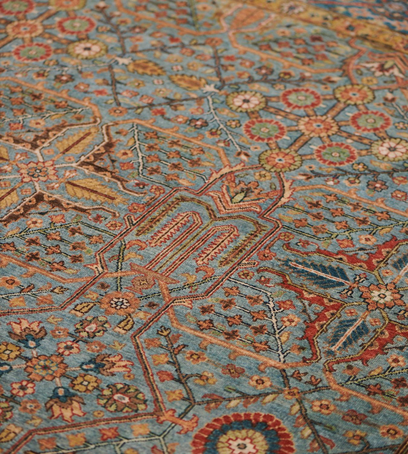 Hand-Knotted Wool Handwoven Tabriz Inspired Rug For Sale