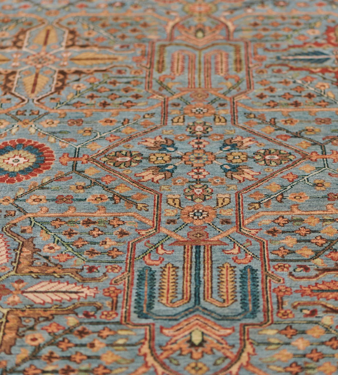 Contemporary Wool Handwoven Tabriz Inspired Rug For Sale