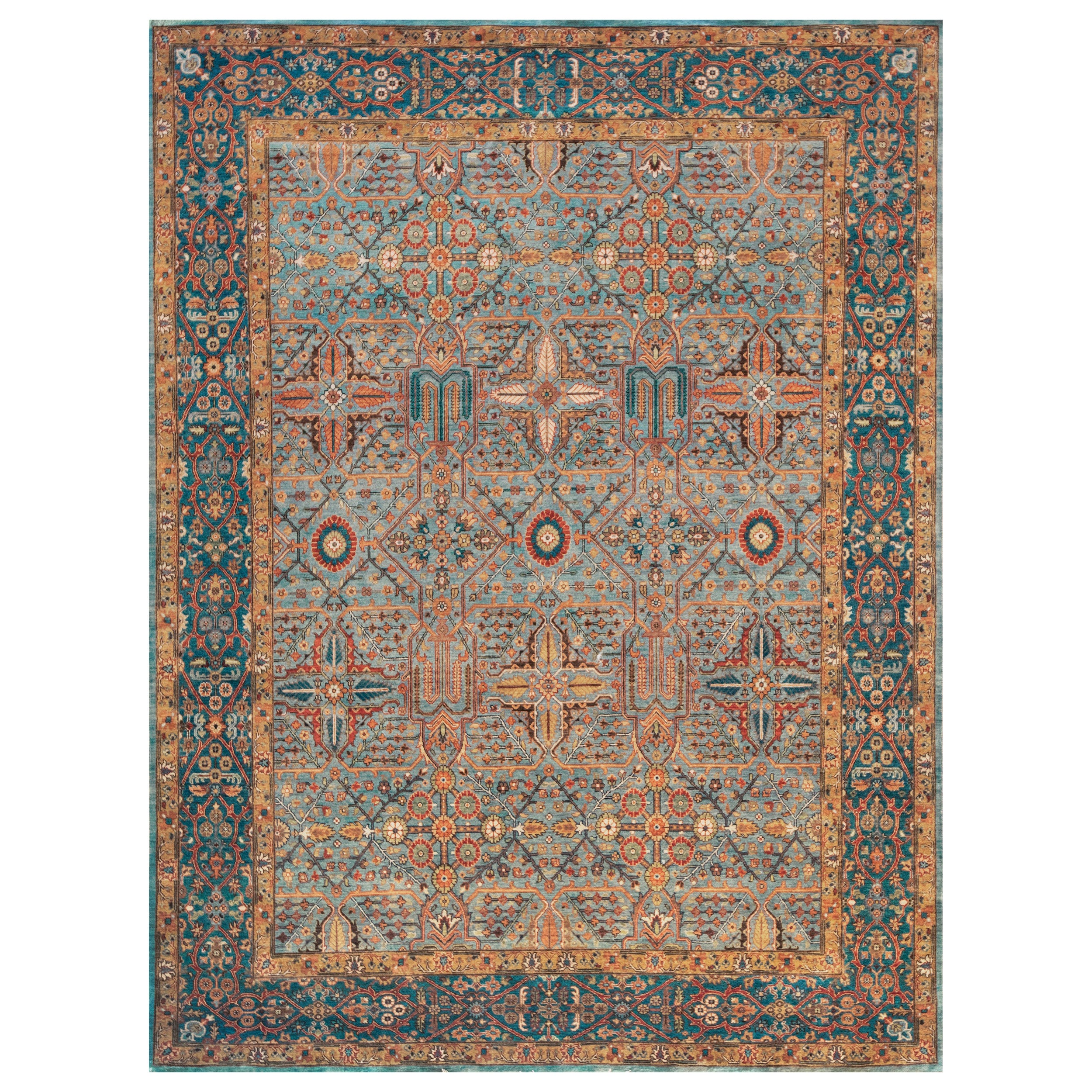 Wool Handwoven Tabriz Inspired Rug For Sale