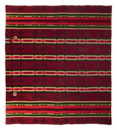 Early Horse Blanket in Forest Green and Burgundy