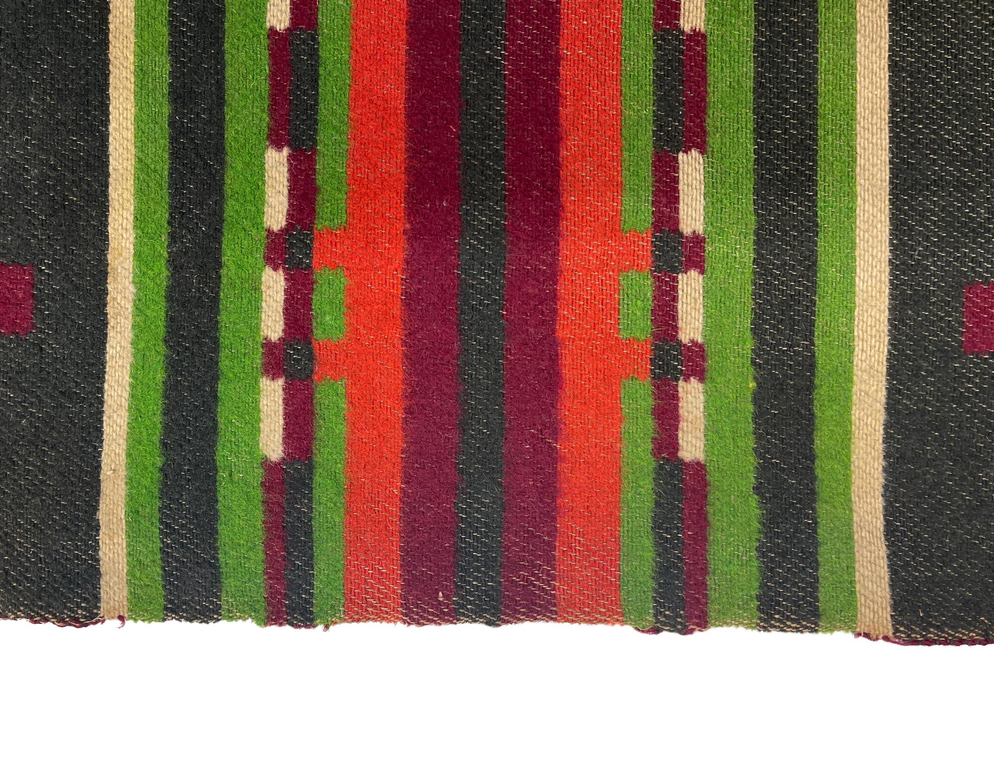 19th Century Early Horse Blanket in Forest Green and Burgundy For Sale