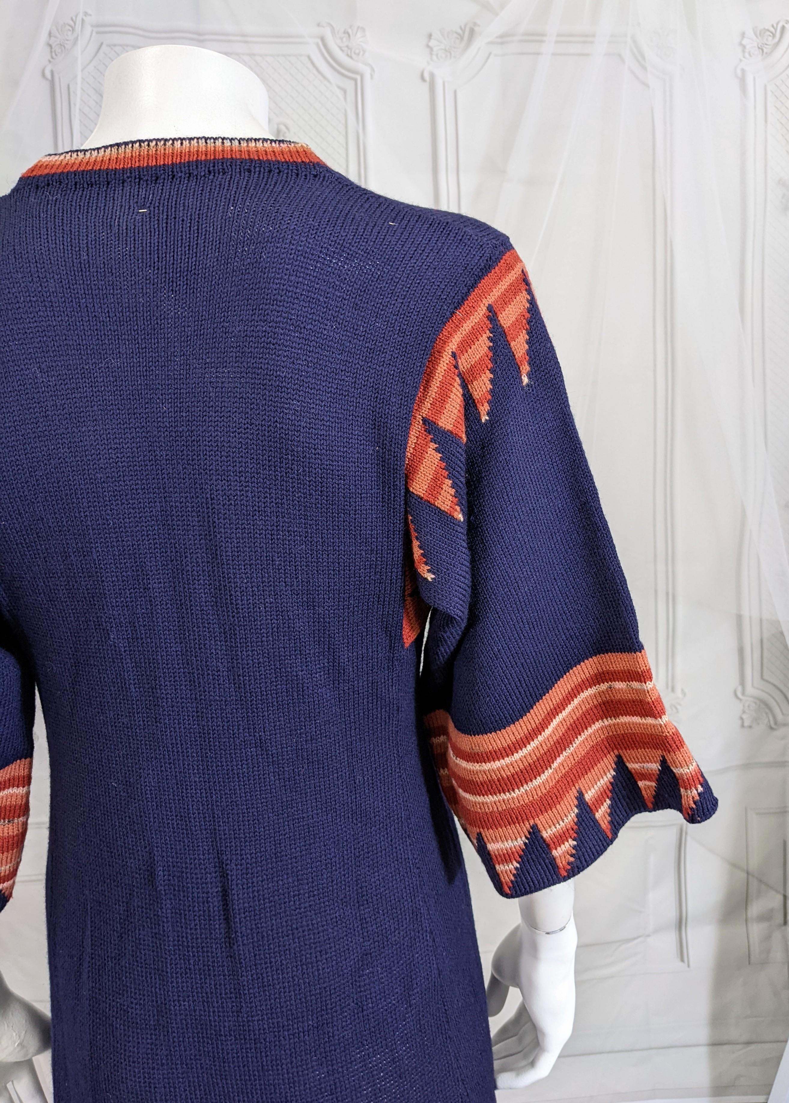 Wool Intarsia Knit 1970's Dress, Ulla Heathcoat, UK In Good Condition For Sale In New York, NY