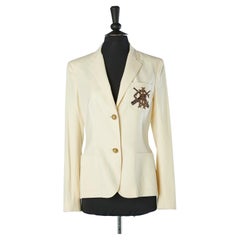 Wool ivory double-breasted jacket branded on the pocket  Ralph Lauren