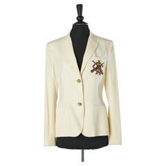 Wool ivory double-breasted jacket branded on the pocket  Ralph Lauren 