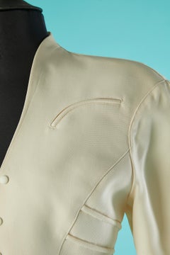 Wool ivory jacket with snaps and piping ribs Thierry Mugler Circa 1990's