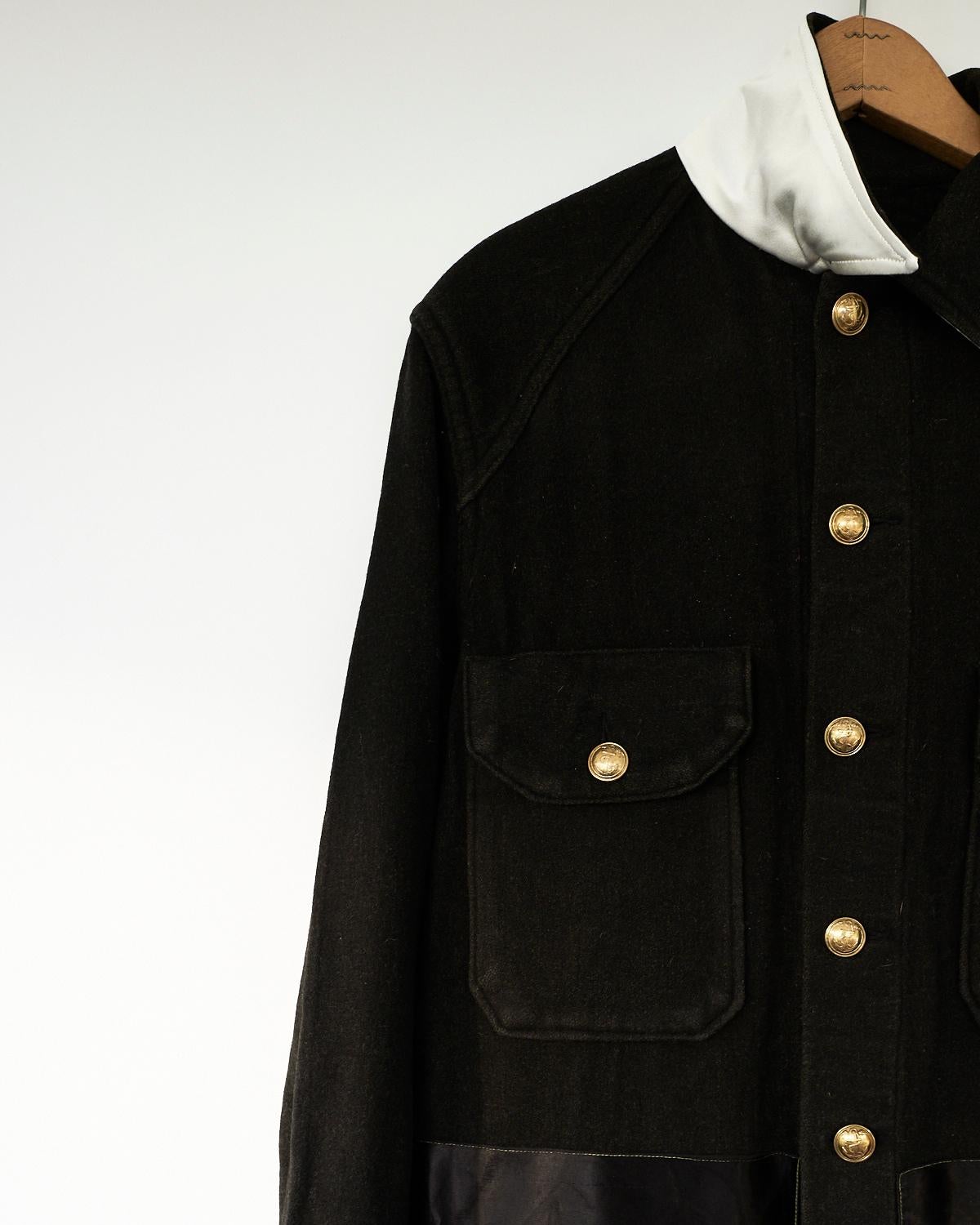 Wool Jacket Gold Braid Off White Silk Collar Embellished Military J Dauphin In New Condition In Los Angeles, CA