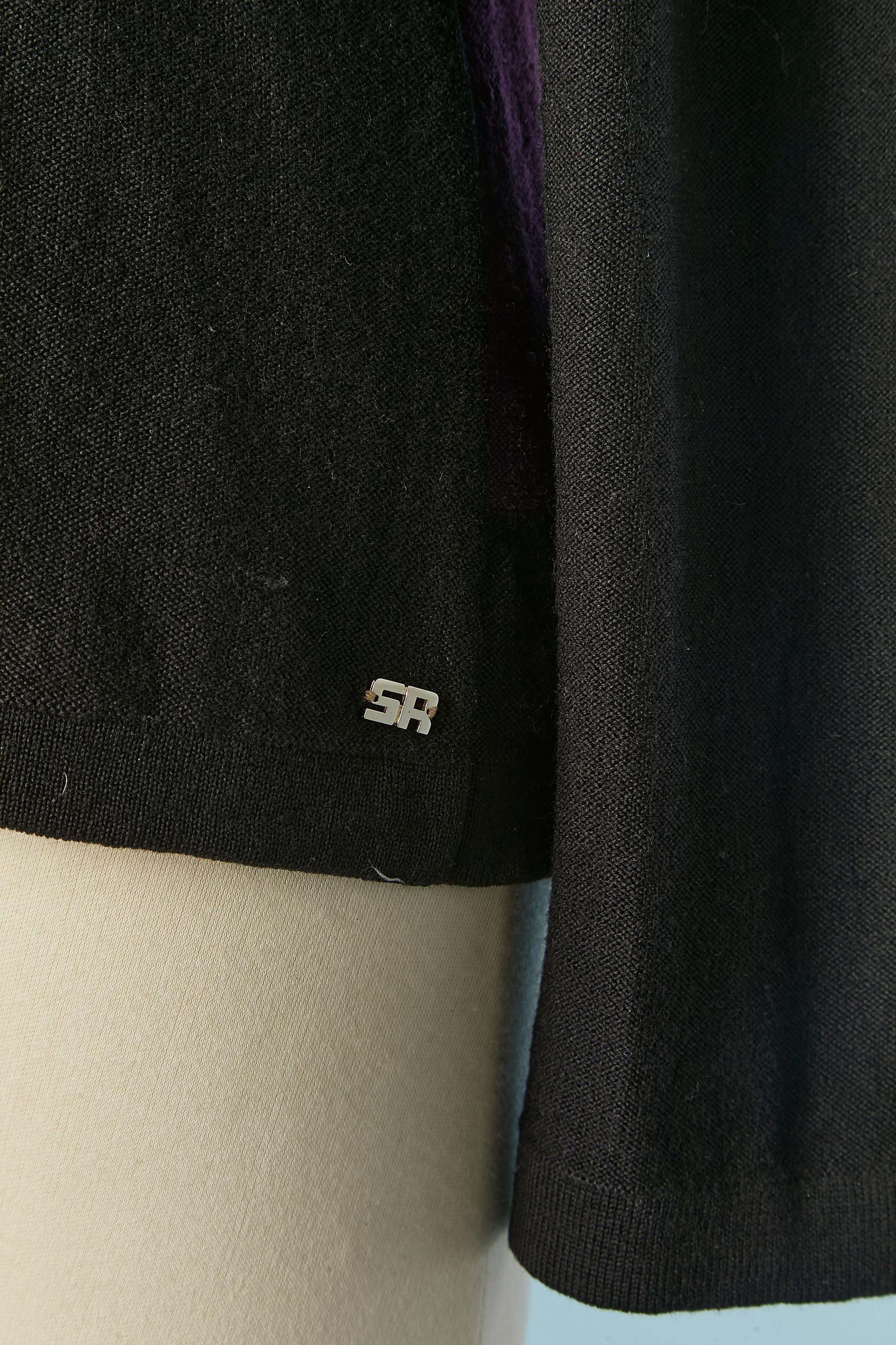 Noir Pull en jacquard de laine à motif de chat Sonia Rykiel en vente