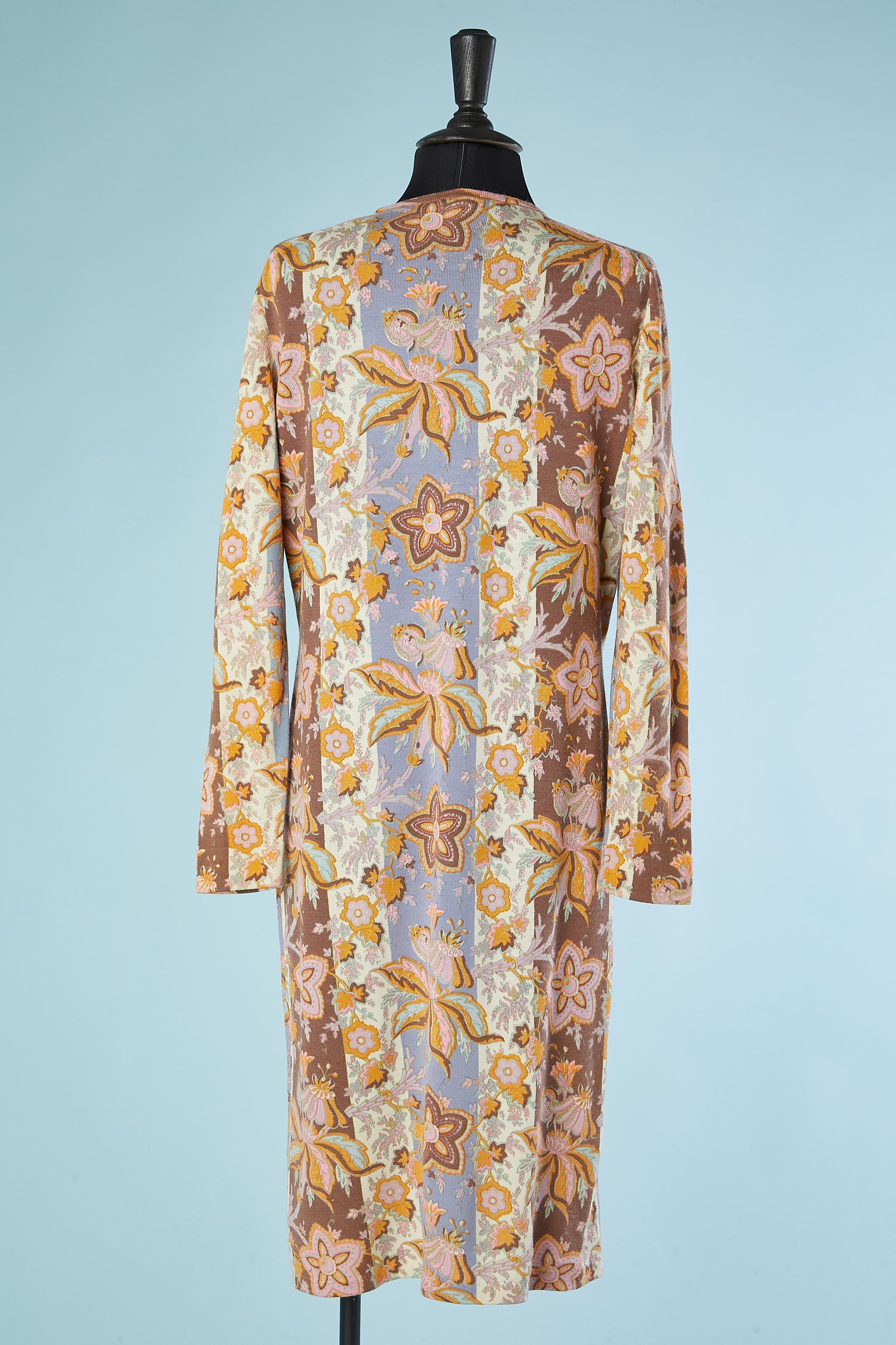 Wool jersey printed dress Jeanne Lanvin Circa 1960's  In Excellent Condition For Sale In Saint-Ouen-Sur-Seine, FR