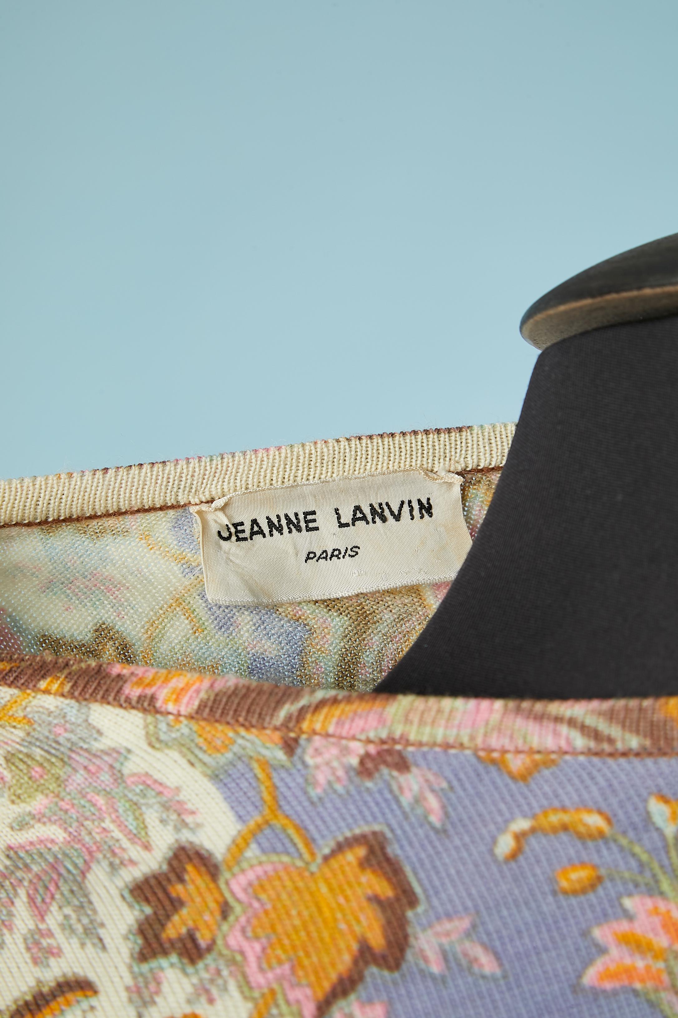 Women's Wool jersey printed dress Jeanne Lanvin Circa 1960's  For Sale