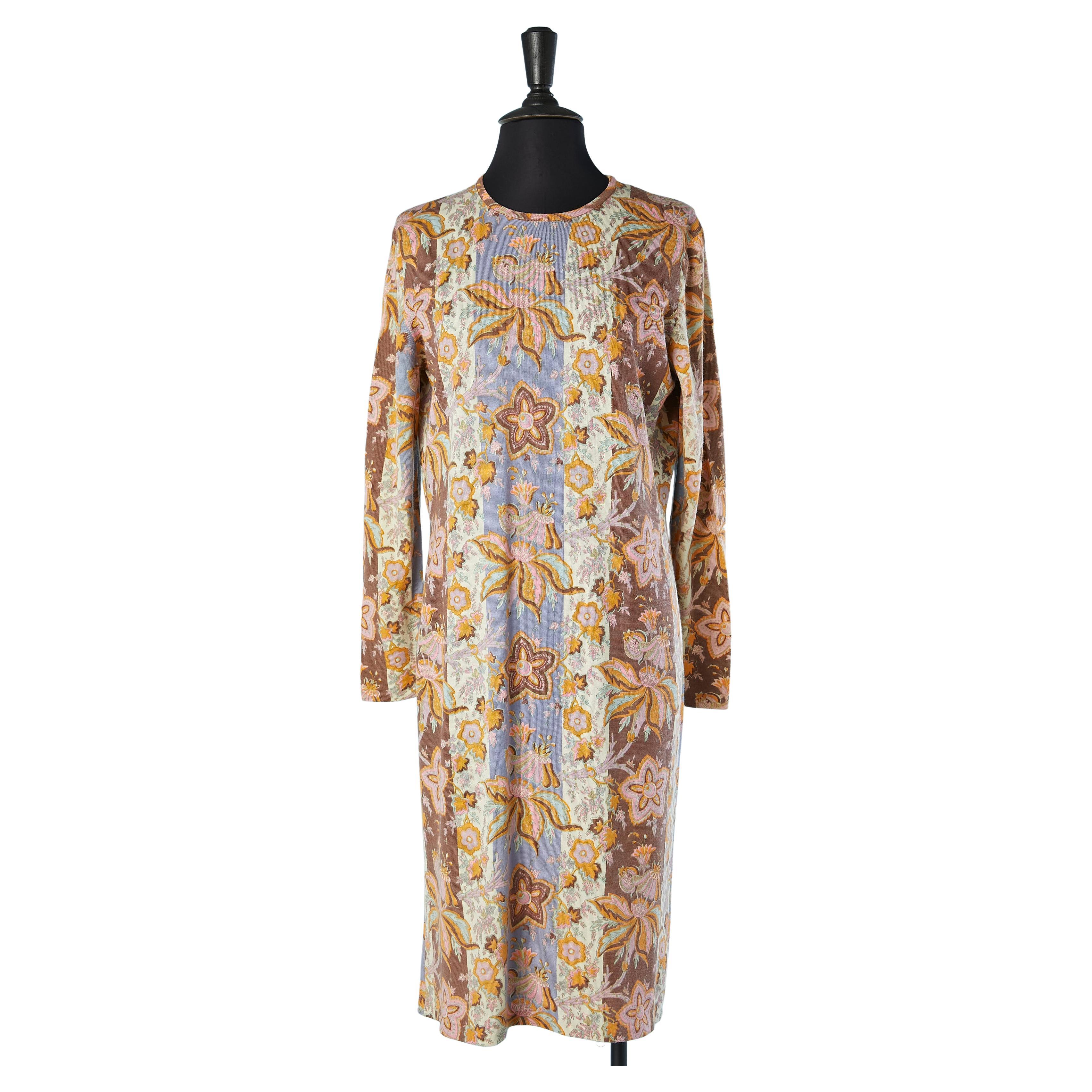 Wool jersey printed dress Jeanne Lanvin Circa 1960's  For Sale