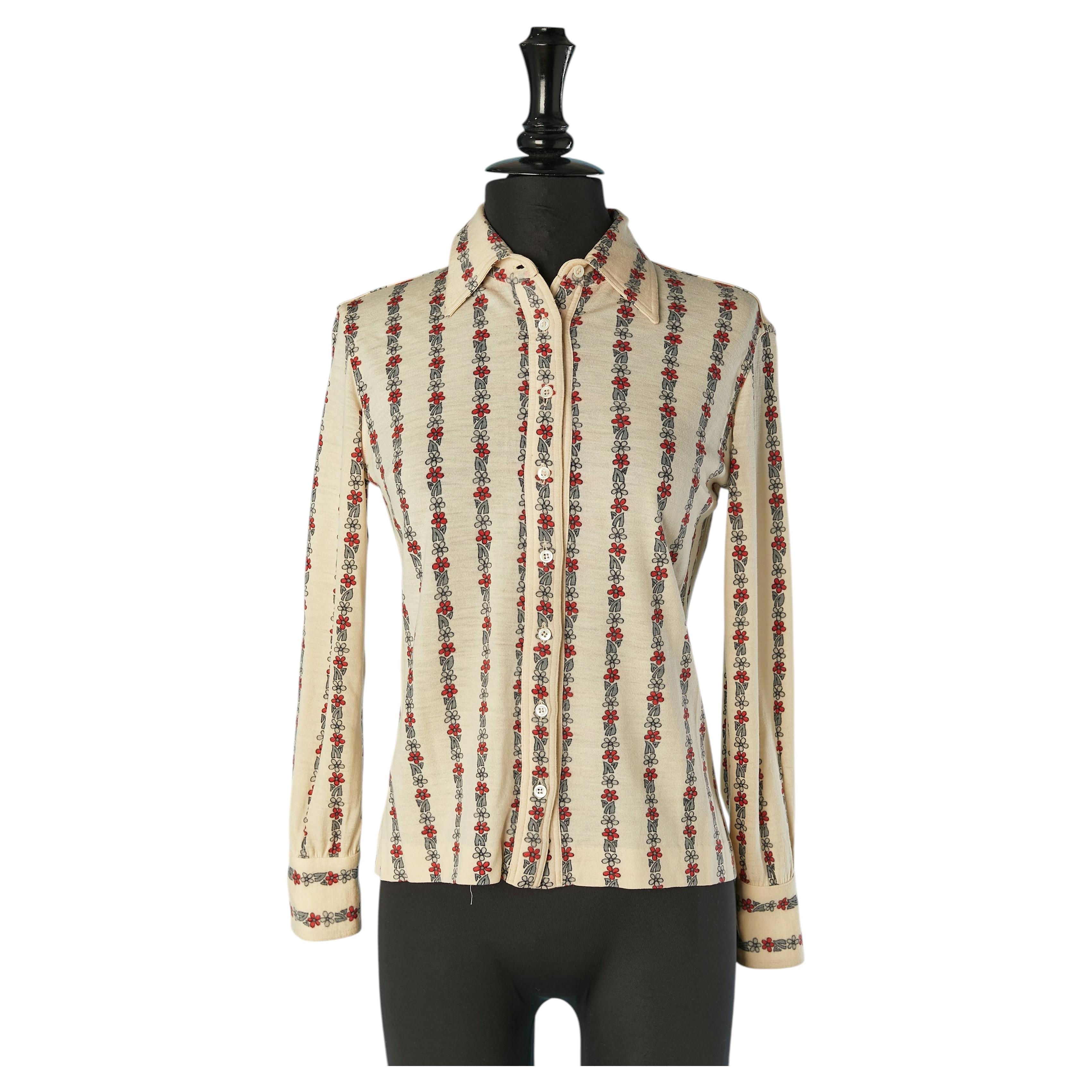 Camicia in jersey di lana stampata CELINE