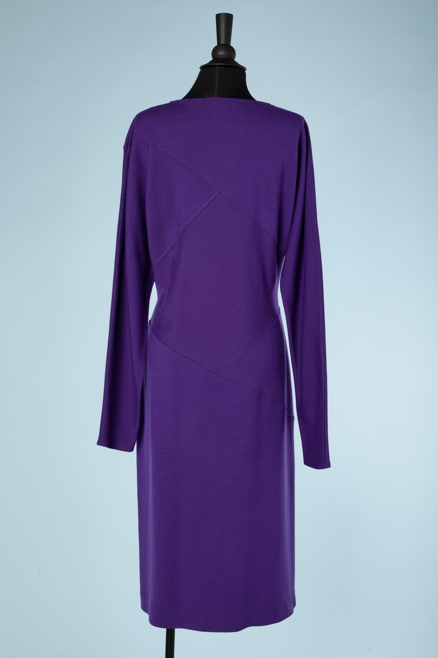 Wool jersey purple dress with cut-work Missoni for Bullock's  In Excellent Condition For Sale In Saint-Ouen-Sur-Seine, FR