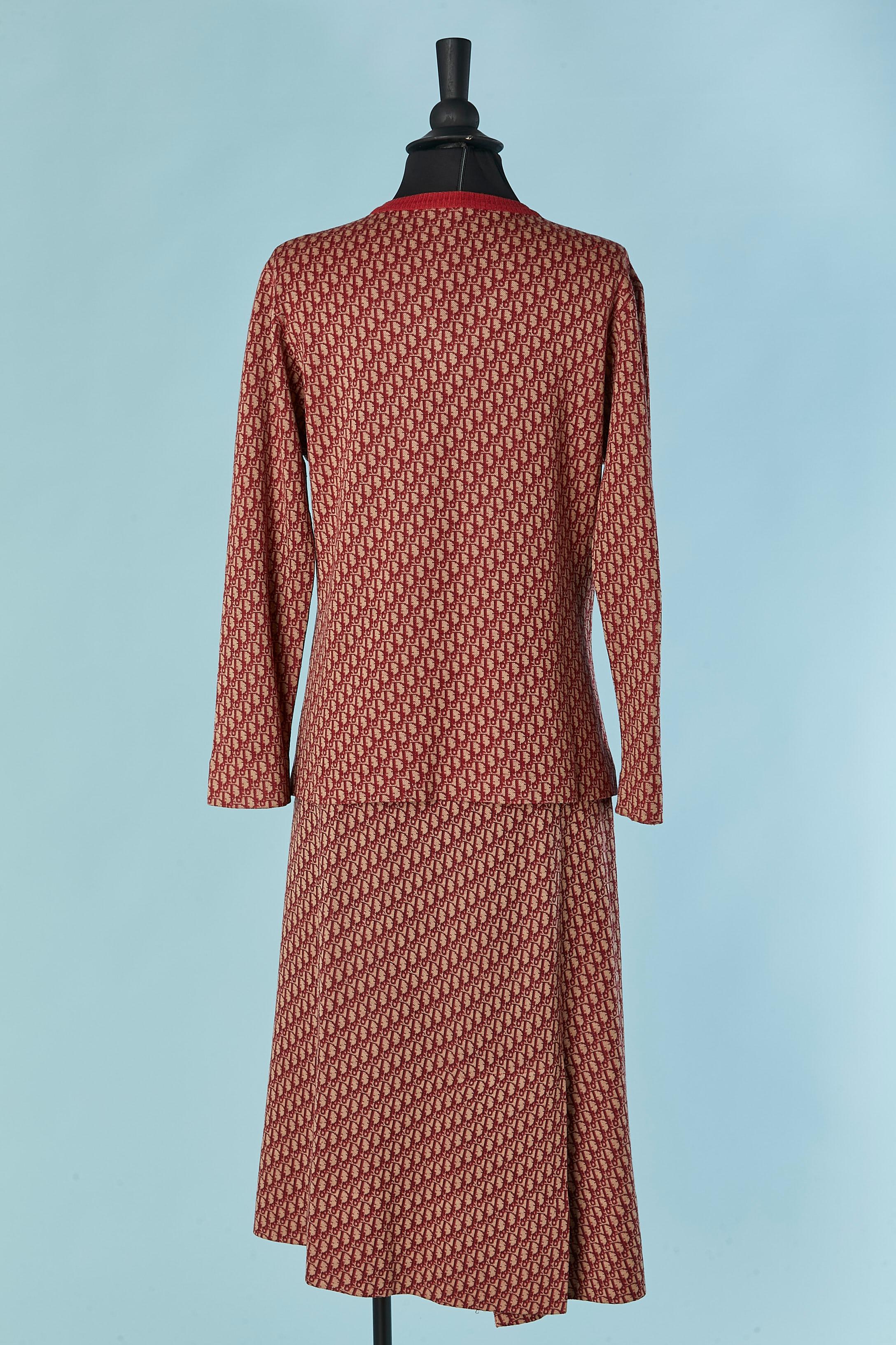 Pullover und Rock aus Wolljersey mit Monogramm CHRISTIAN DIOR CIRCA 1970 im Angebot 1