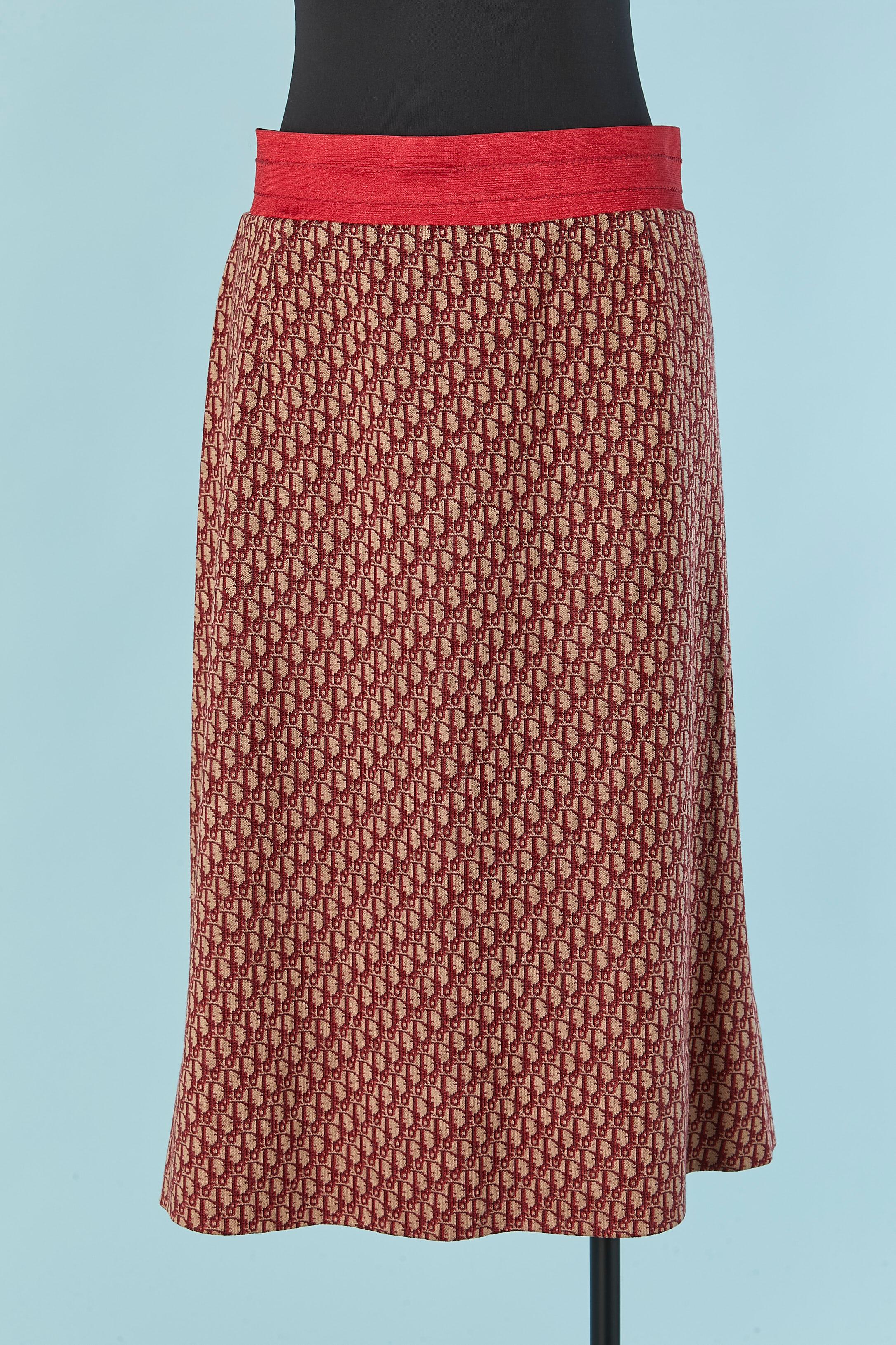 Pullover und Rock aus Wolljersey mit Monogramm CHRISTIAN DIOR CIRCA 1970 im Angebot 2