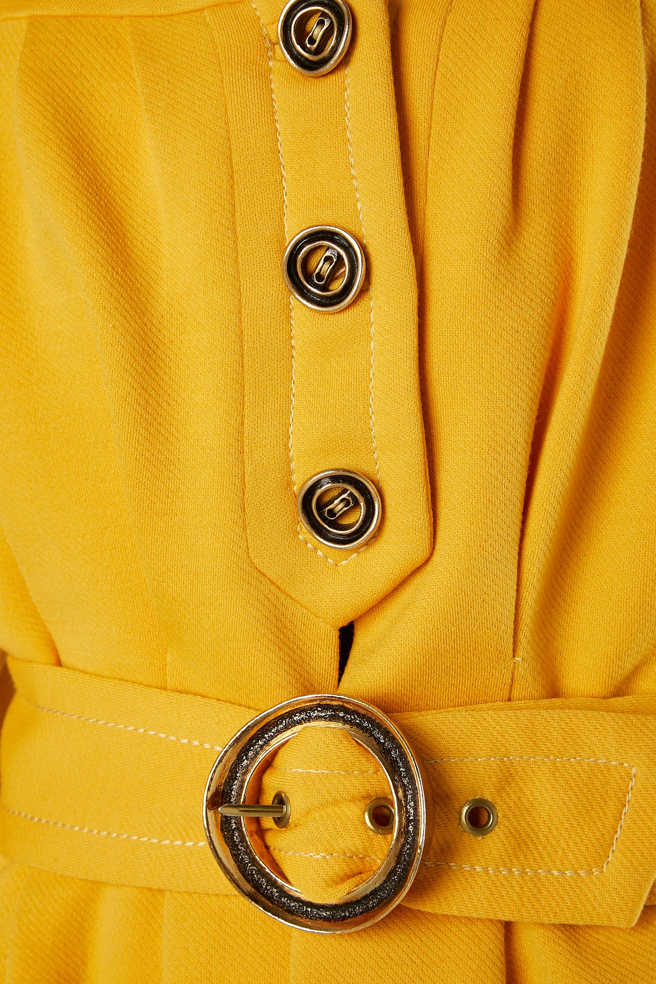 Orange Wool jersey trouser and jacket ensemble with belt Circa 1970 's  For Sale