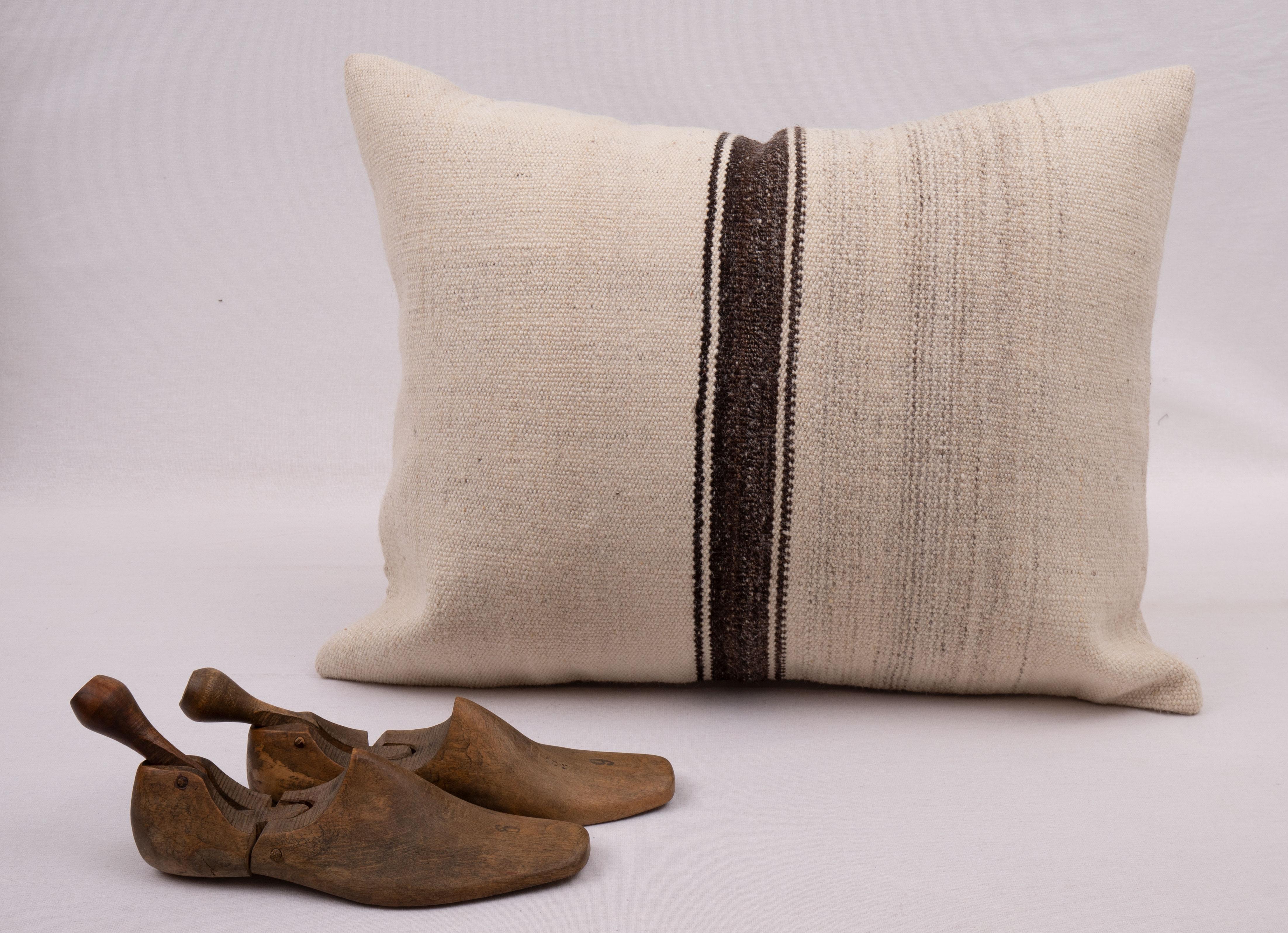 Turkish Wool Kilim Pillowcase Made from an Anatolian Mid 20th C. Anatolian Kilim For Sale