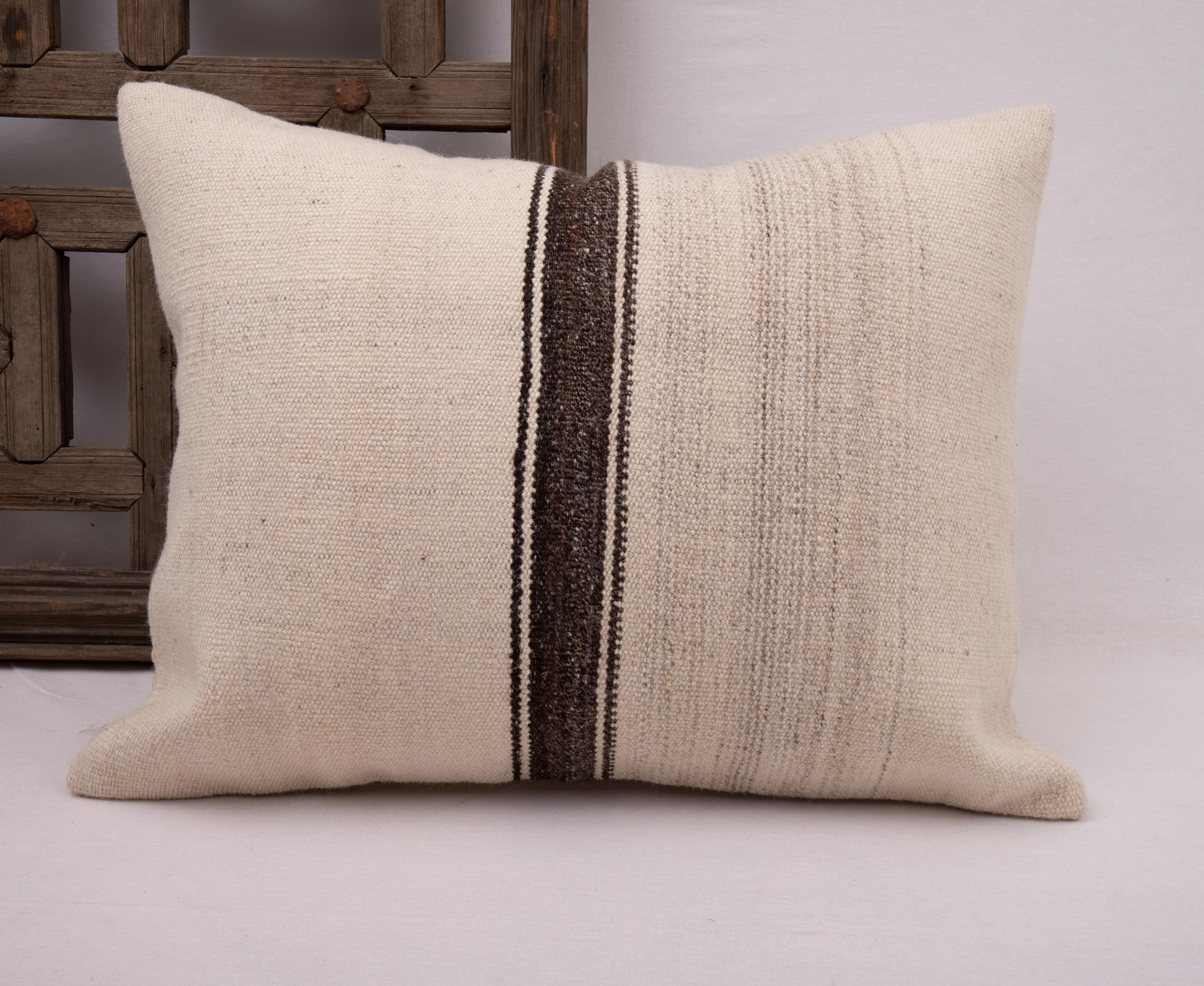 20th Century Wool Kilim Pillowcase Made from an Anatolian Mid 20th C. Anatolian Kilim For Sale