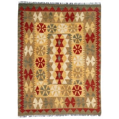 Wool Kilim Rug Oriental Flatwoven Carpet Small Handwoven Wool Kilim Rug Oriental Flatwoven Carpet Small Handwoven