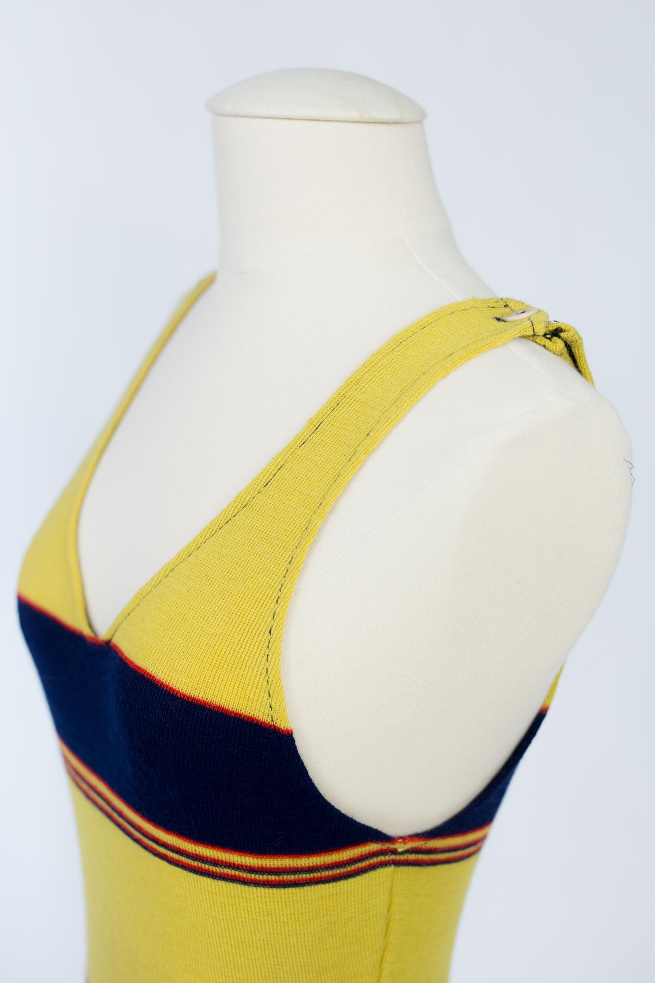 Wool knit Art Deco bathing suit in Chanel or Patou Style- France Circa 1925 For Sale 1