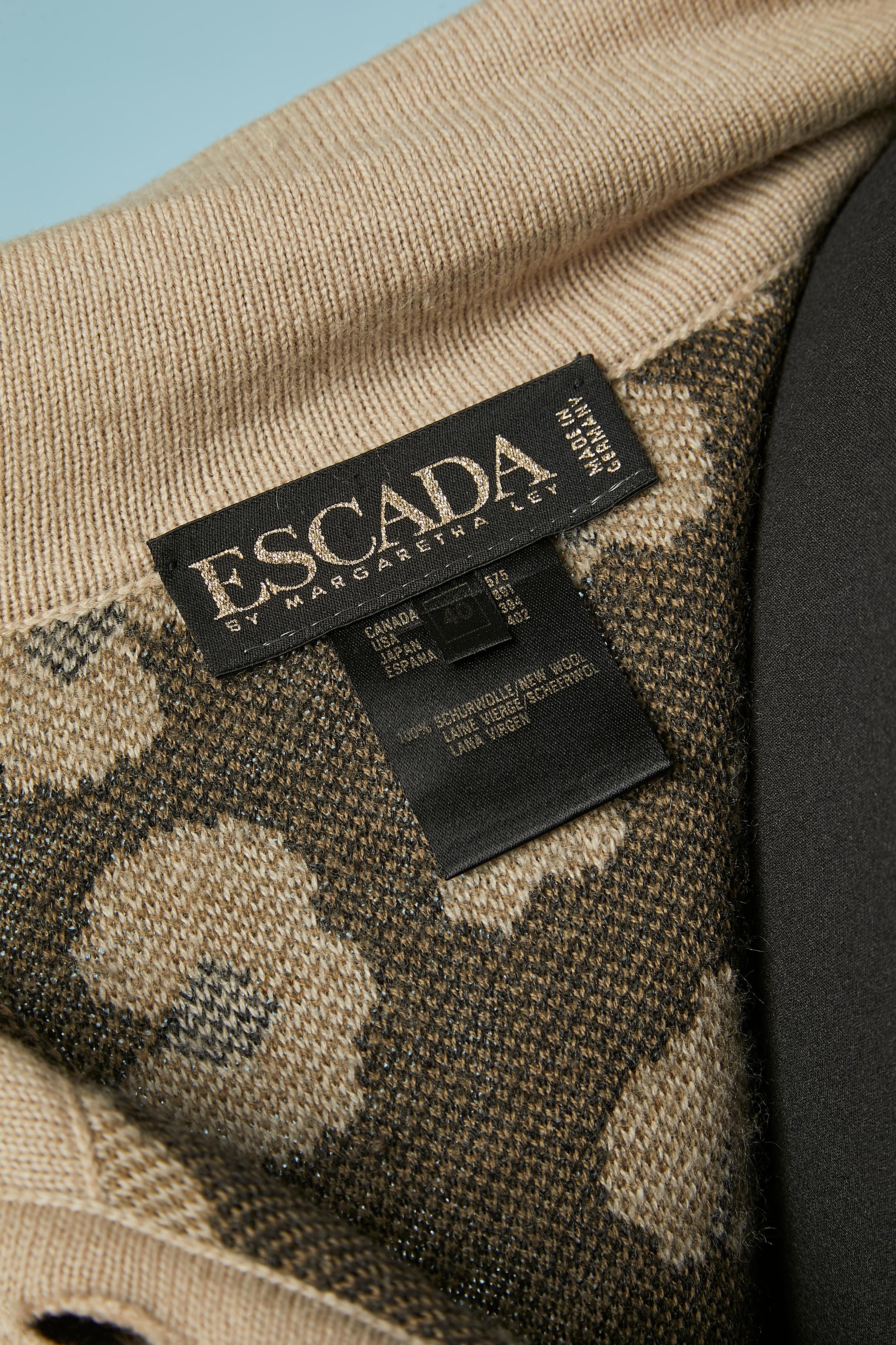 Wool knit cardigan with leopard pattern jacquard Escada by Margaretha LEY  For Sale 1